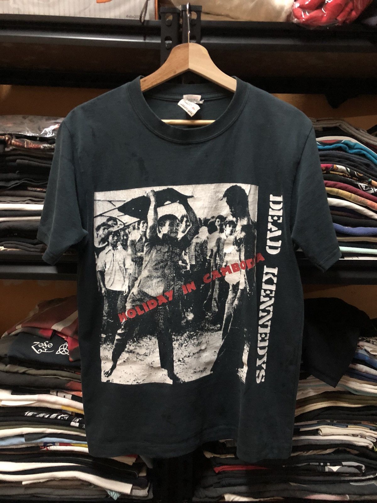 image of Band Tees x Dead Kennedys Vintage 90's Dead Kennedys Holiday In Cambodia Tshirt in Faded Black (Siz