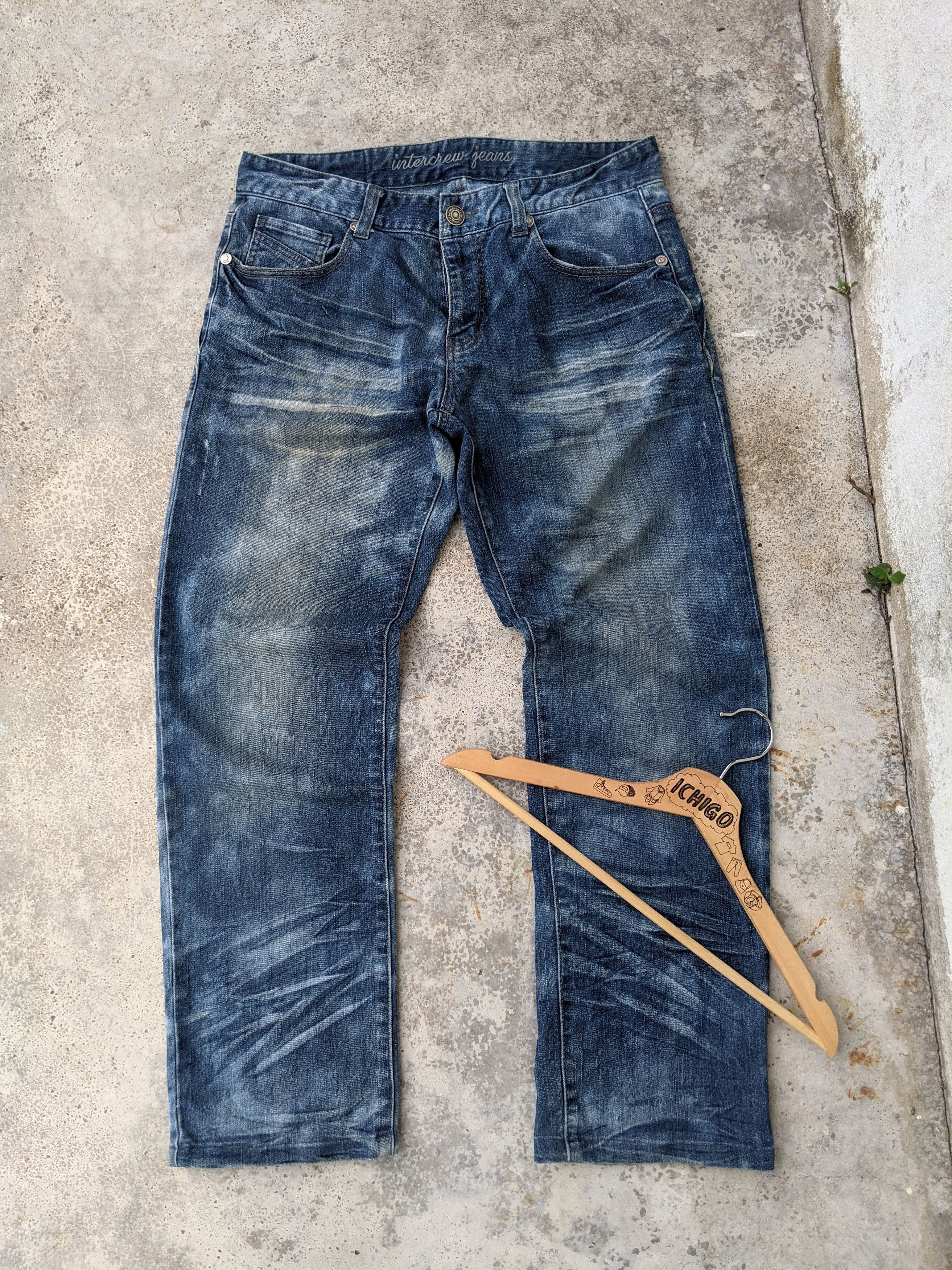 image of Intercrew Denim Jeans Faded Design in Blue Denim, Men's (Size 32)
