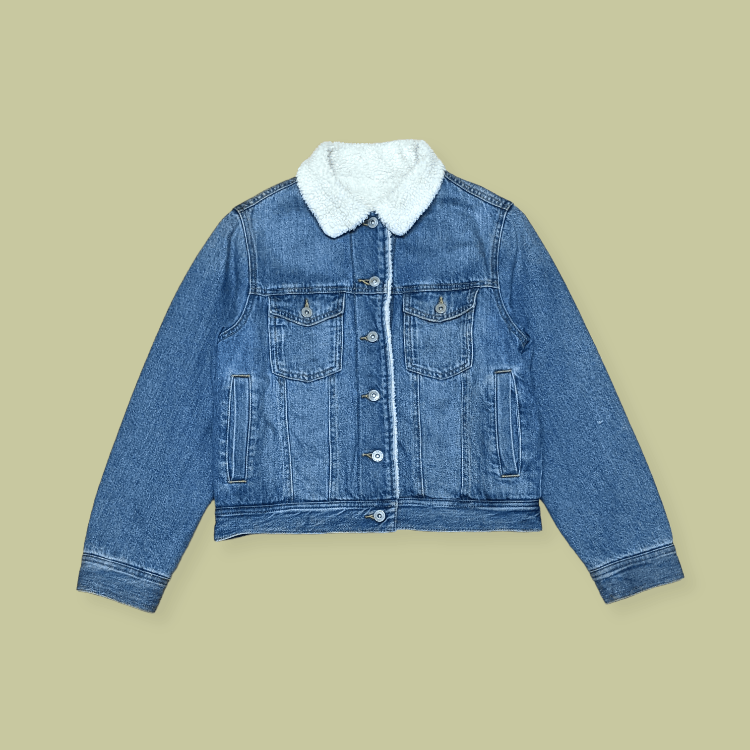 GU × Japanese Brand × Vintage Vintage Japanese Designer Gu Fleece Line Denim Jacket Size M / US 6-8 / IT 42-44 - 1 Thumbnail