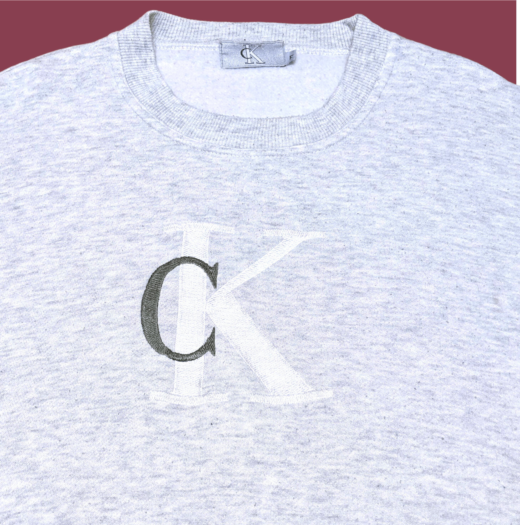 Calvin Klein × Vintage Vintage 90s Calvin Klein Logo Embroidered Sweatshirt Size US L / EU 52-54 / 3 - 3 Thumbnail