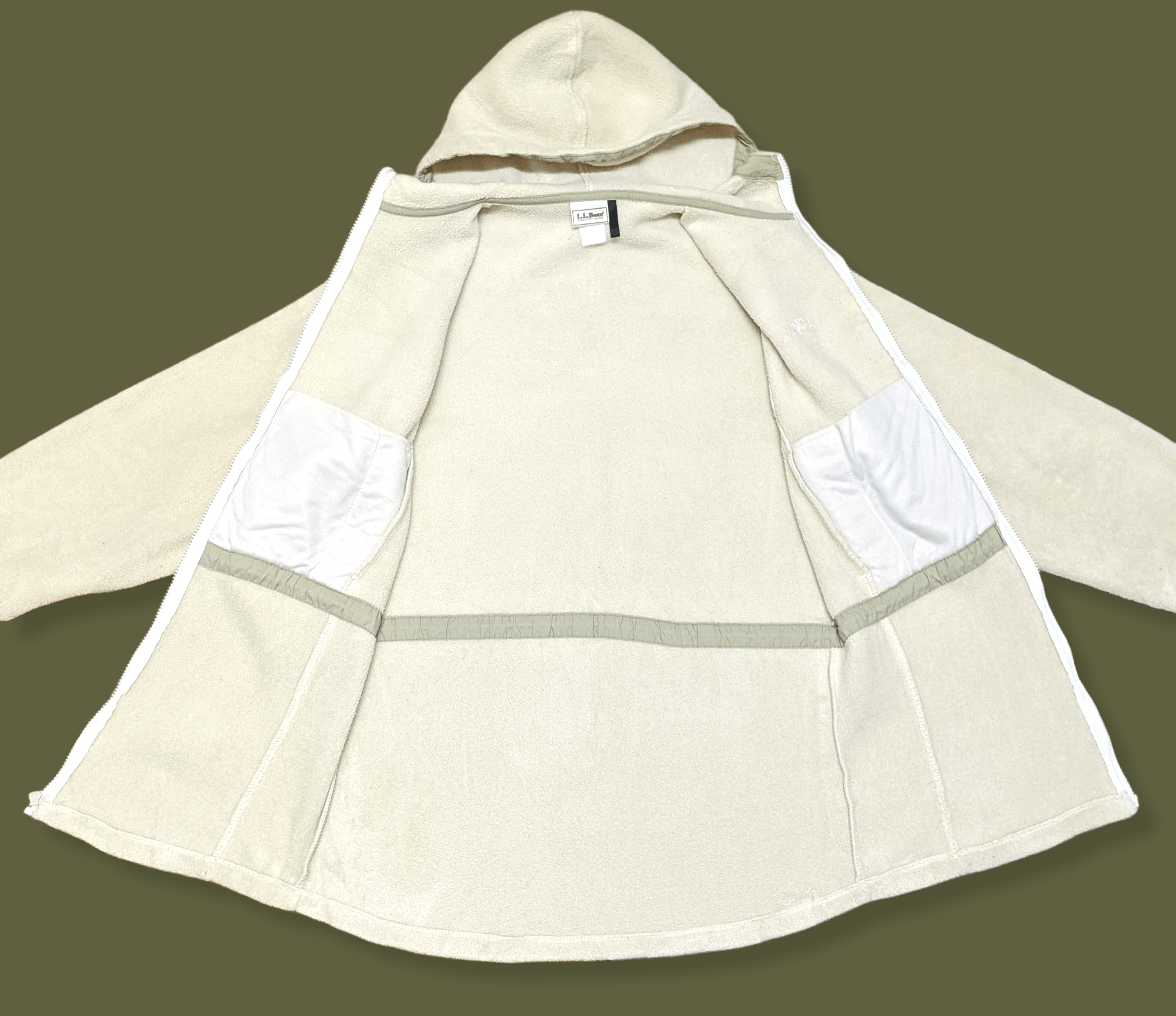 L.L. Bean × Vintage Vintage LL Bean White Cream Hooded Fleece Jacket Size US M / EU 48-50 / 2 - 10 Thumbnail