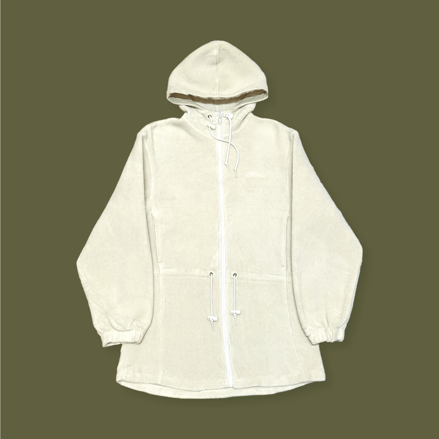 L.L. Bean × Vintage Vintage LL Bean White Cream Hooded Fleece Jacket Size US M / EU 48-50 / 2 - 1 Thumbnail