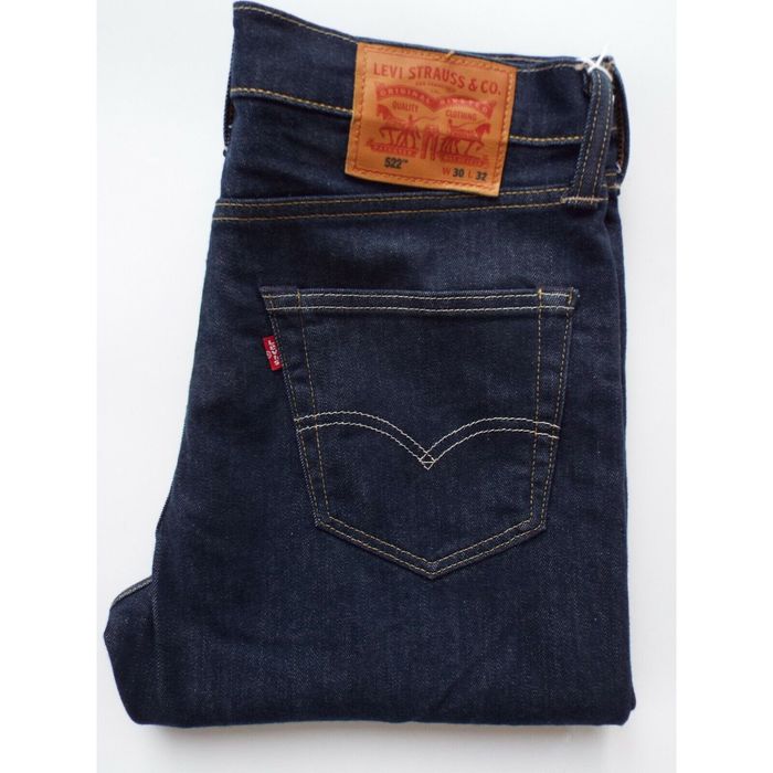 Levi's LEVI'S 522 JEANS STRETCH SLIM TAPERED LEG W30 L32 DARK BLUE ...