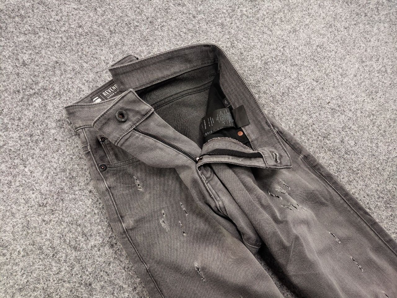 G-Star G Star Raw Revend Super Slim Distressed Denim Grey Jeans Size US 34 / EU 50 - 13 Thumbnail