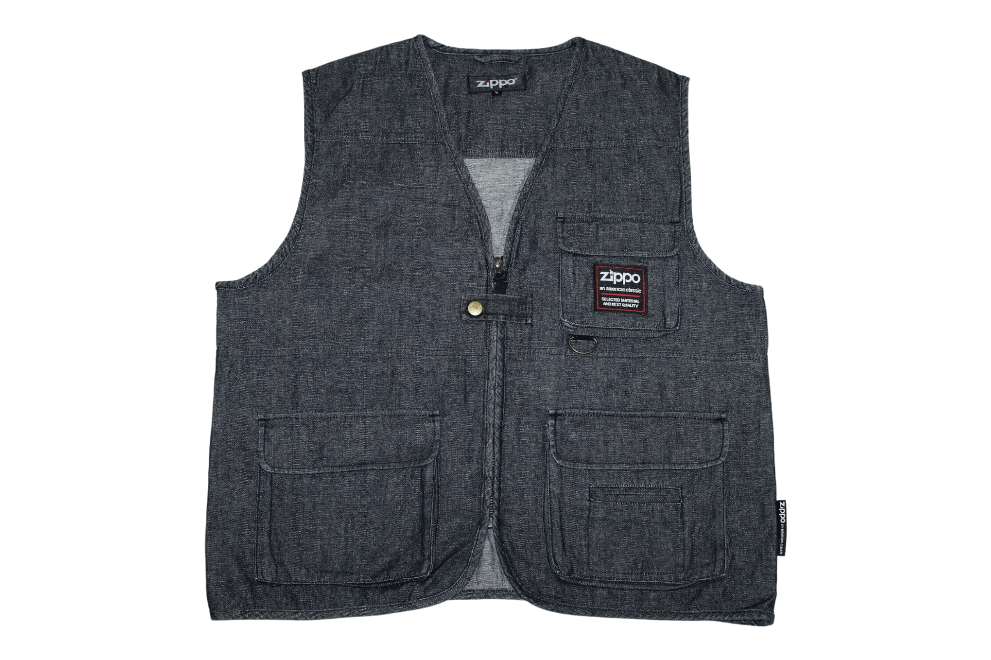 image of Vintage x Zippo Vtg90S Zippo Utility Tactical Multipocket Denim Vest in Black Grey (Size Medium)