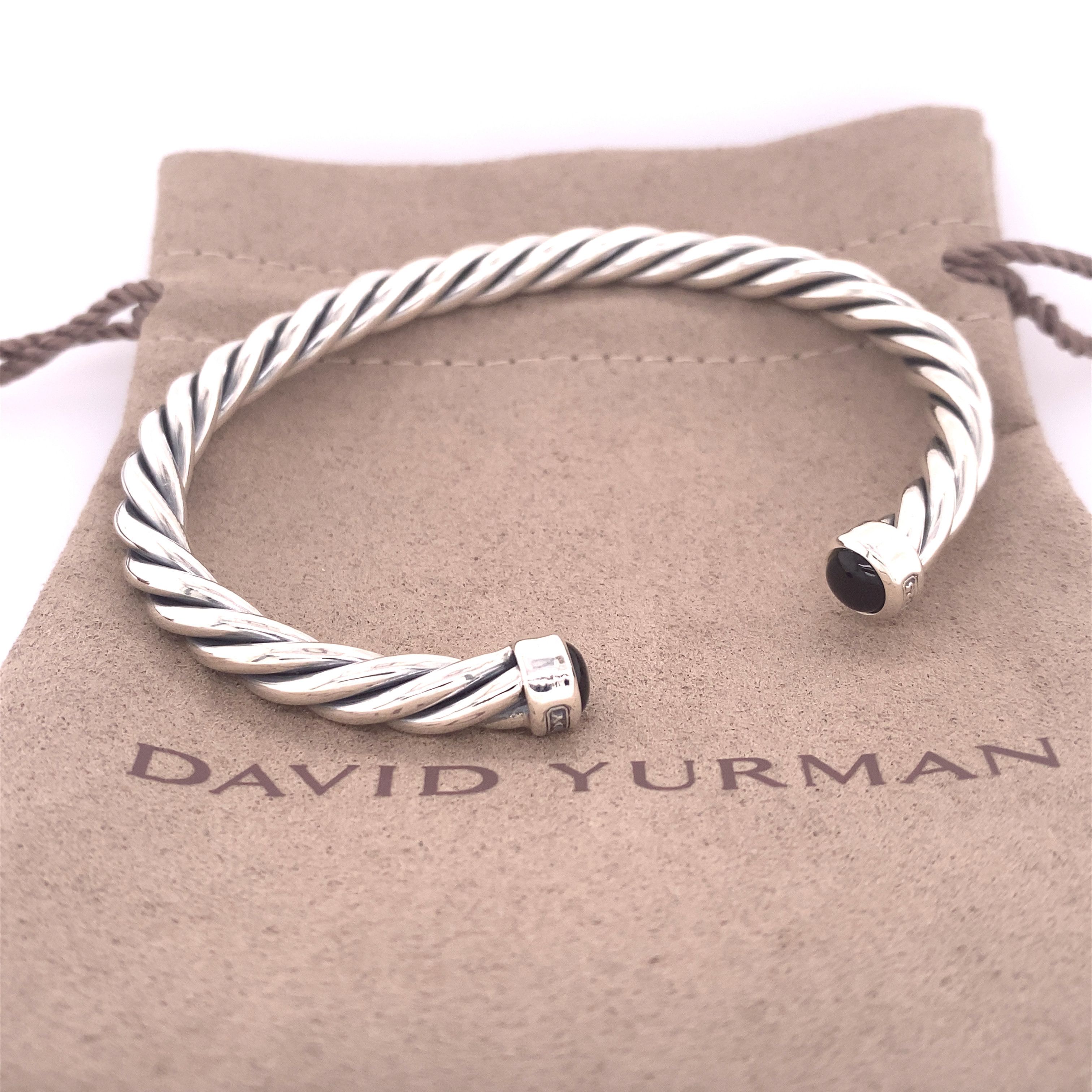 David Yurman Men's Cable Cuff with Black Onyx Silver Bracelet | Grailed