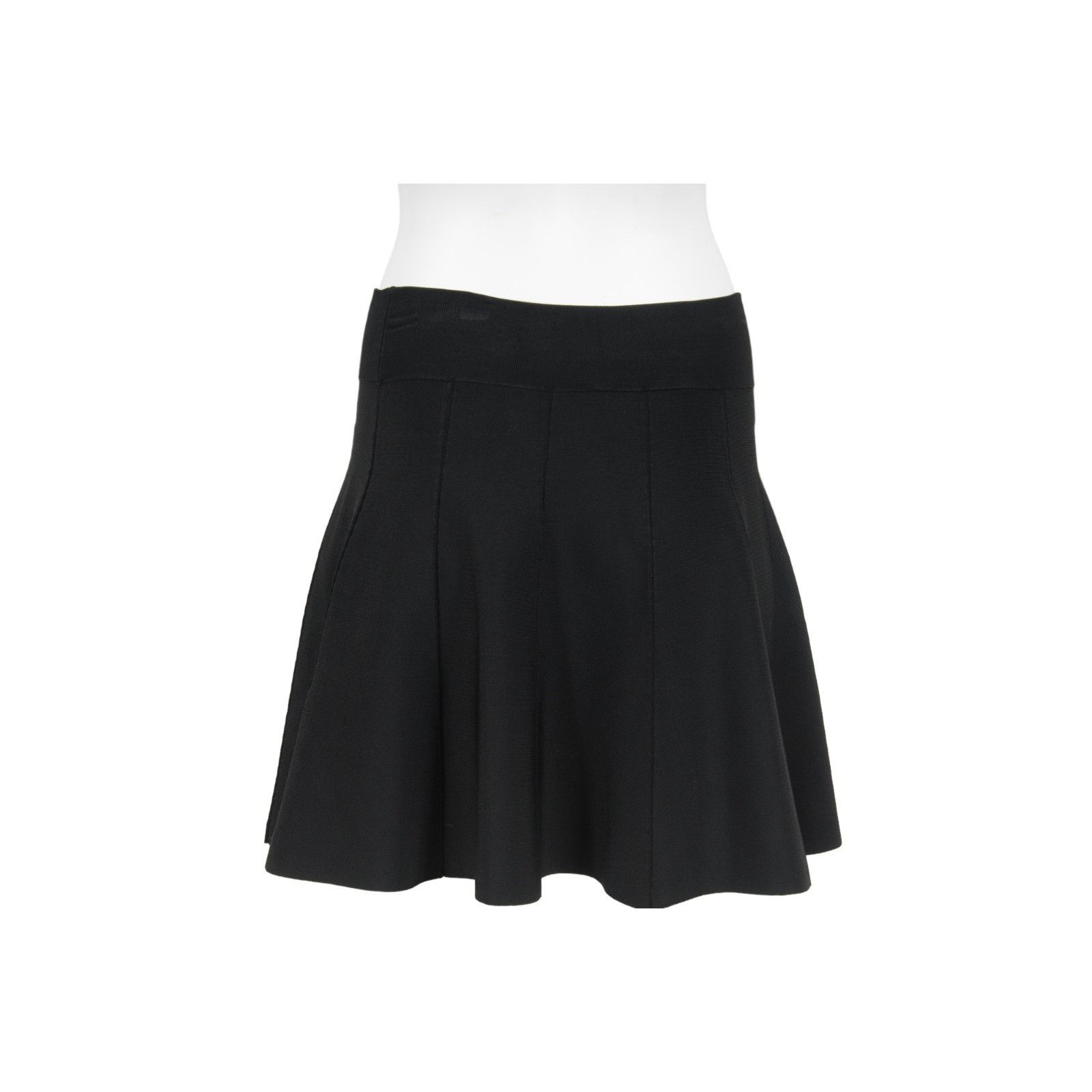 A.L.C. Mini Skirt Black Rayon Nylon Stretch Waist Pleated Size 28" / US 6 / IT 42 - 3 Thumbnail