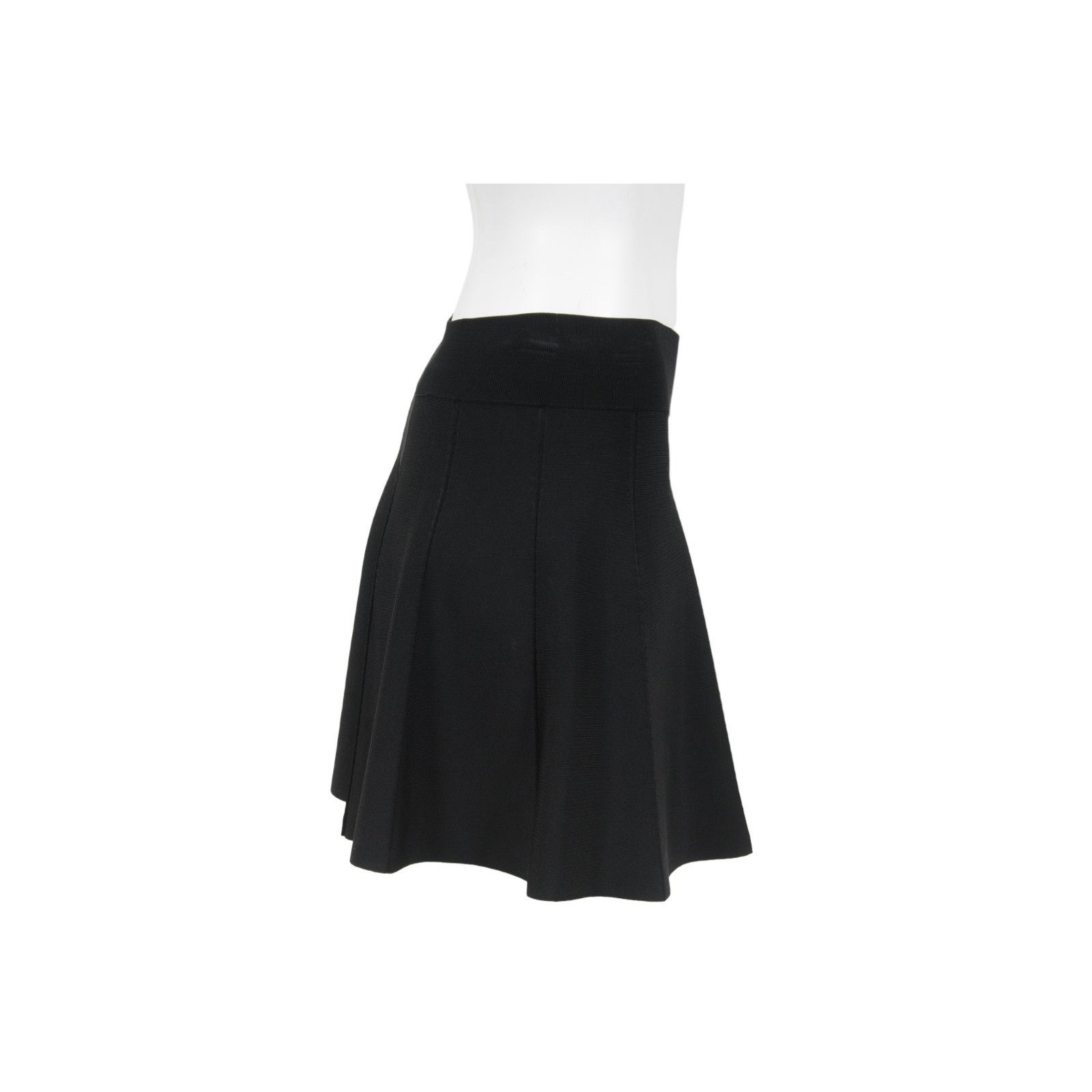 A.L.C. Mini Skirt Black Rayon Nylon Stretch Waist Pleated Size 28" / US 6 / IT 42 - 2 Thumbnail