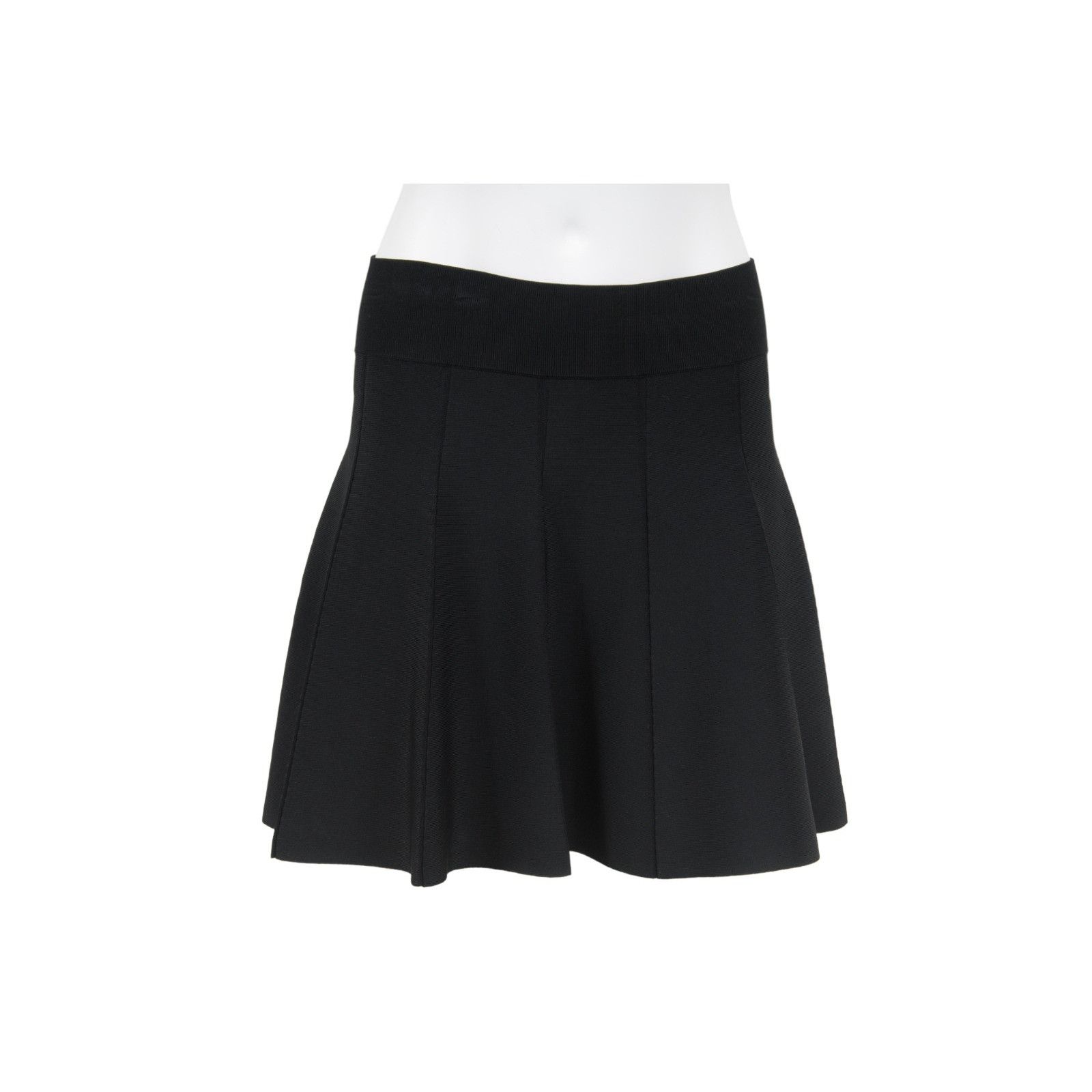A.L.C. Mini Skirt Black Rayon Nylon Stretch Waist Pleated Size 28" / US 6 / IT 42 - 1 Thumbnail