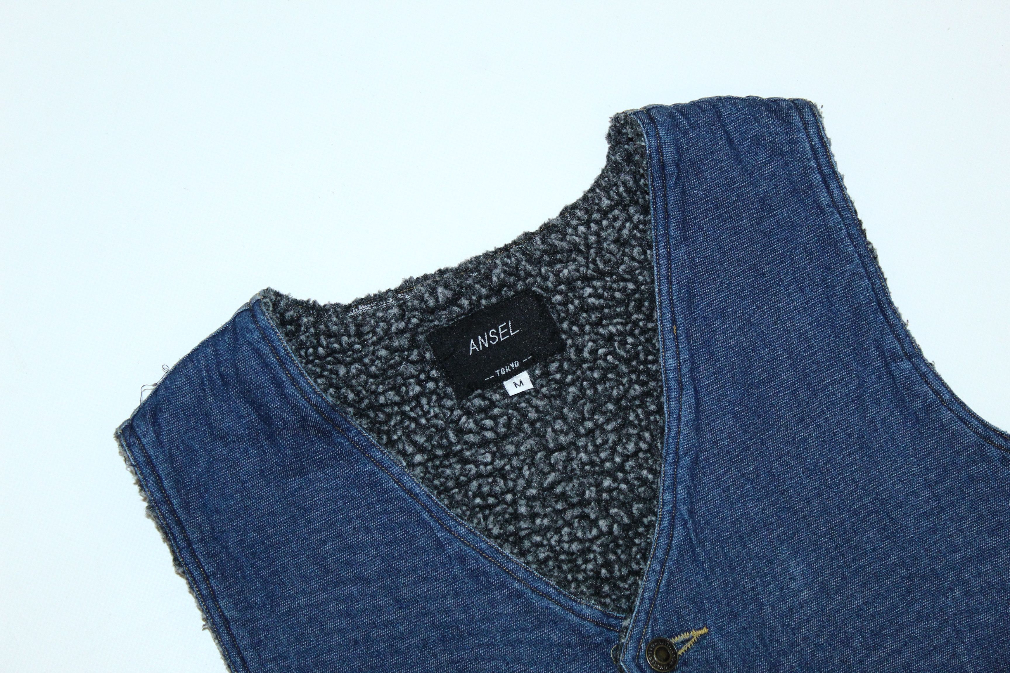 Japanese Brand 🔥 VTG 🔥 Ansel Tokyo Sheepskin Indigo Denim Vest Size US M / EU 48-50 / 2 - 4 Thumbnail