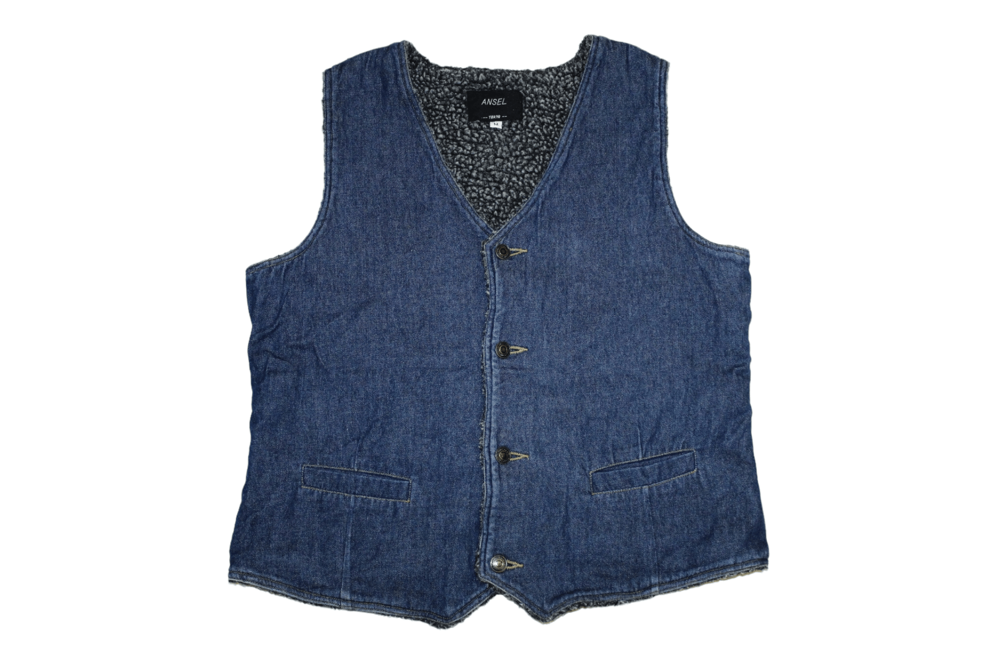 Japanese Brand 🔥 VTG 🔥 Ansel Tokyo Sheepskin Indigo Denim Vest Size US M / EU 48-50 / 2 - 1 Thumbnail