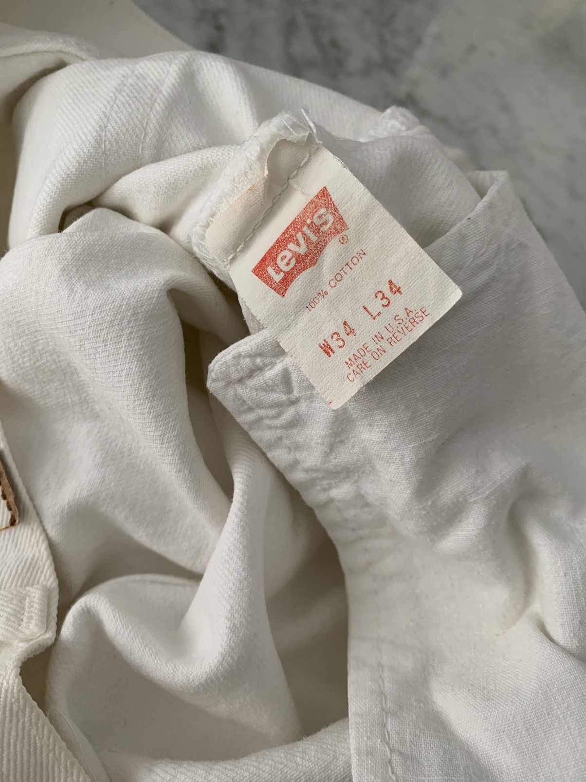 Levi's VINTAGE LEVIS WHITE DENIM JEANS Size US 34 / EU 50 - 6 Thumbnail