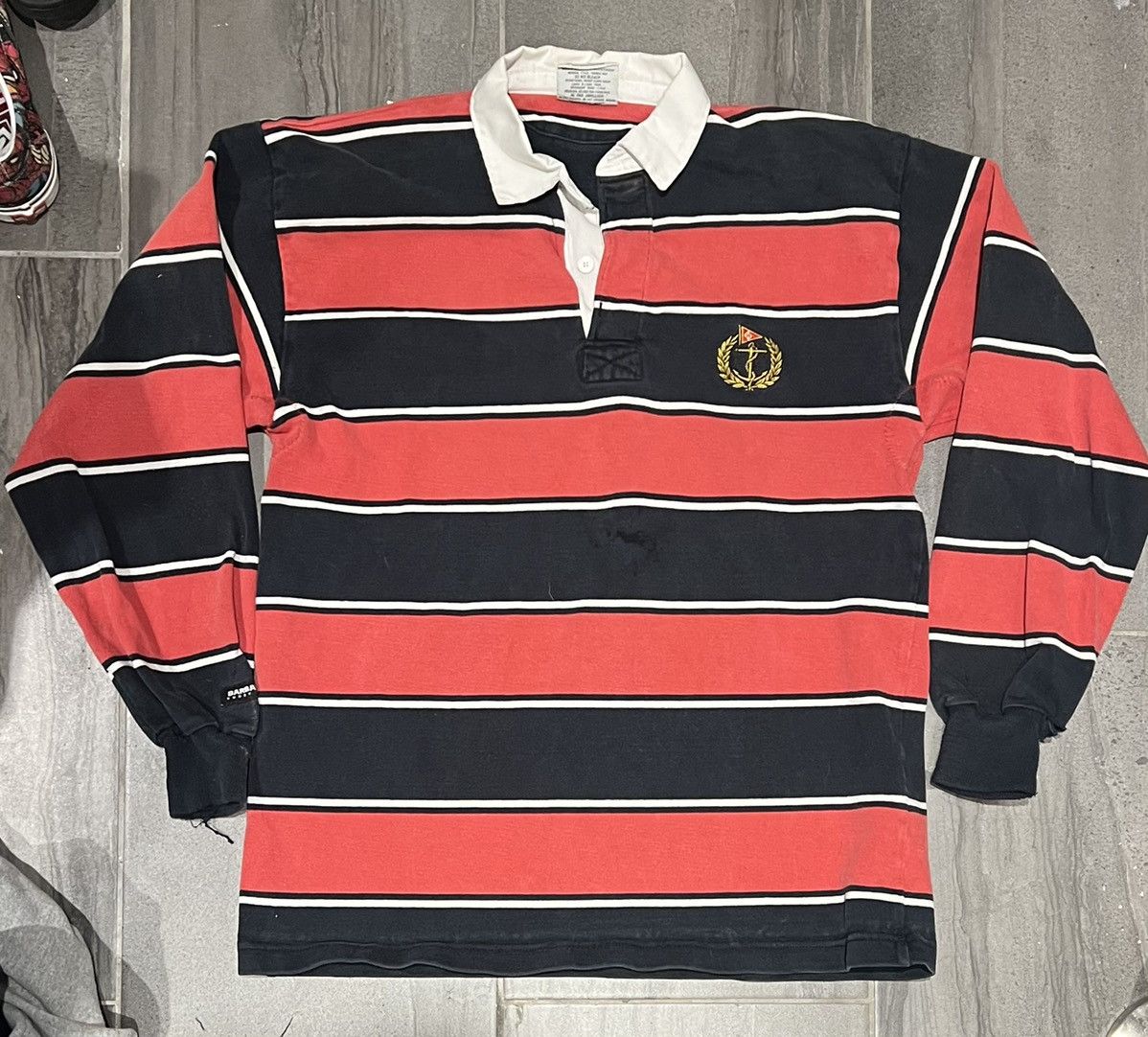 90'S BARBARIAN Striped Pattern Long Sleeve Rugby Shirt Made in Canada Men's M Vintage /eaa441373