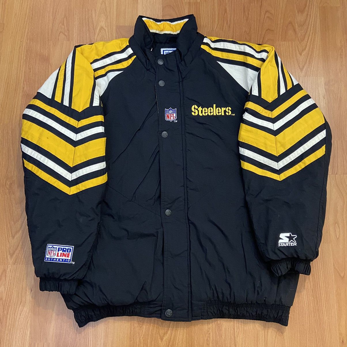 Pittsburgh Steelers Pro shops Line Starter Jacket Coat Size XL Vintage 90s Half Zip