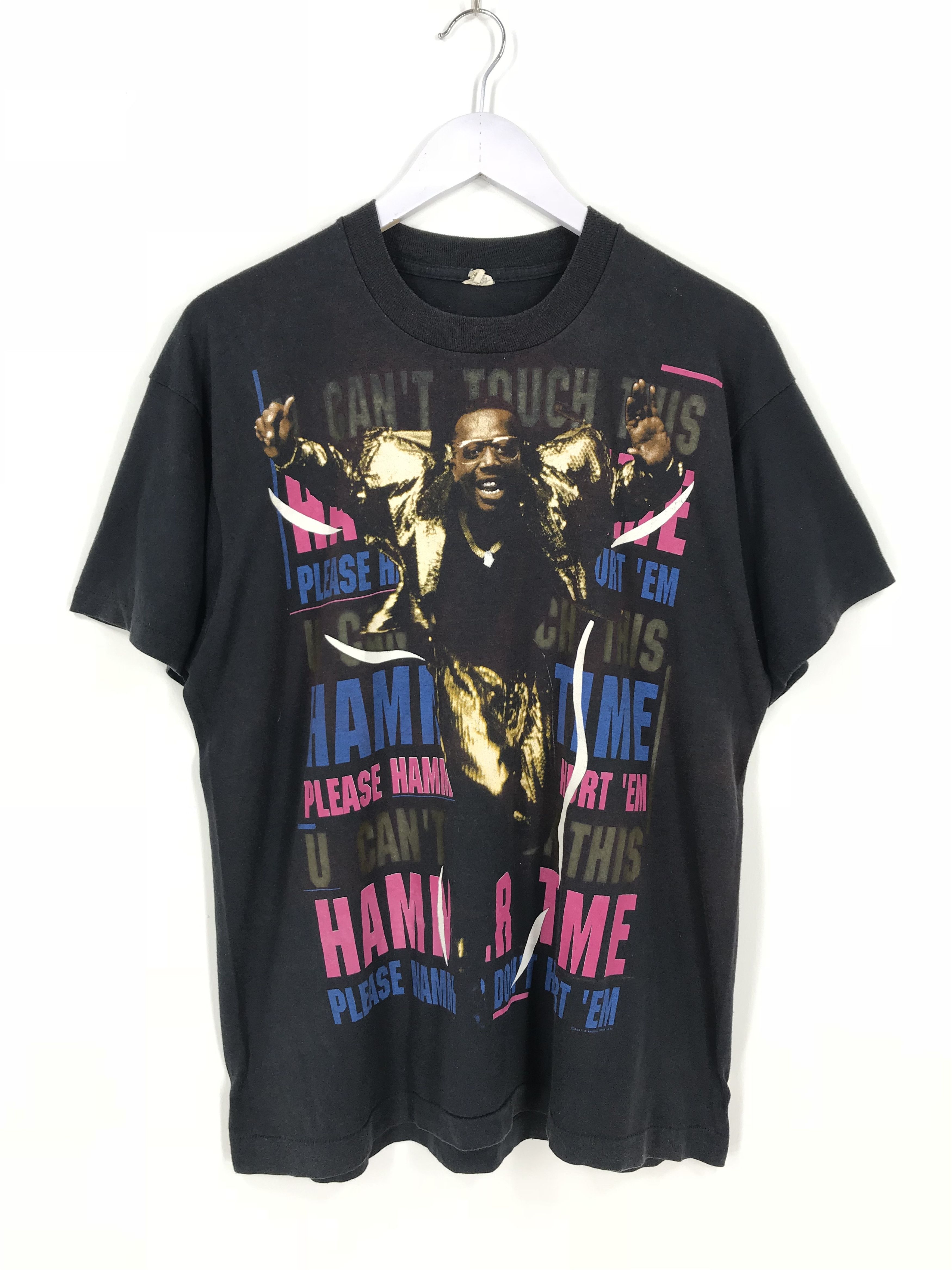 T-shirt Vintage MC Hammer 'Can't Touch This' Années 90 - Taille L - Noir USA - 50% Coton 50% Polyester