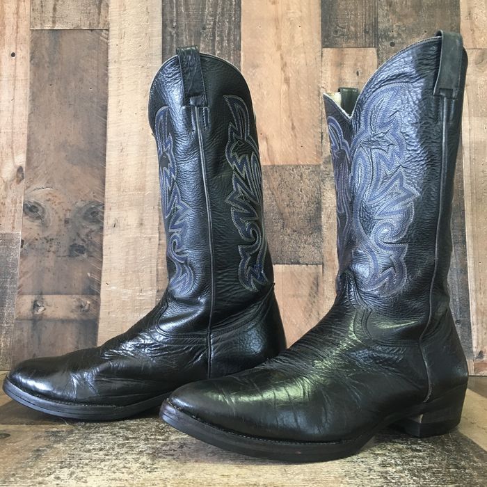 Vintage Cowtown Vtg Black Vibram Sole Cowboy Boots Mens 13 EE | Grailed