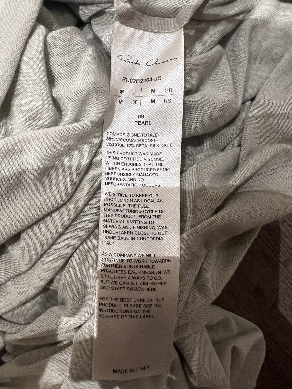 Rick Owens Rick owens pearl tee in viscose silk medium Size US M / EU 48-50 / 2 - 8 Thumbnail