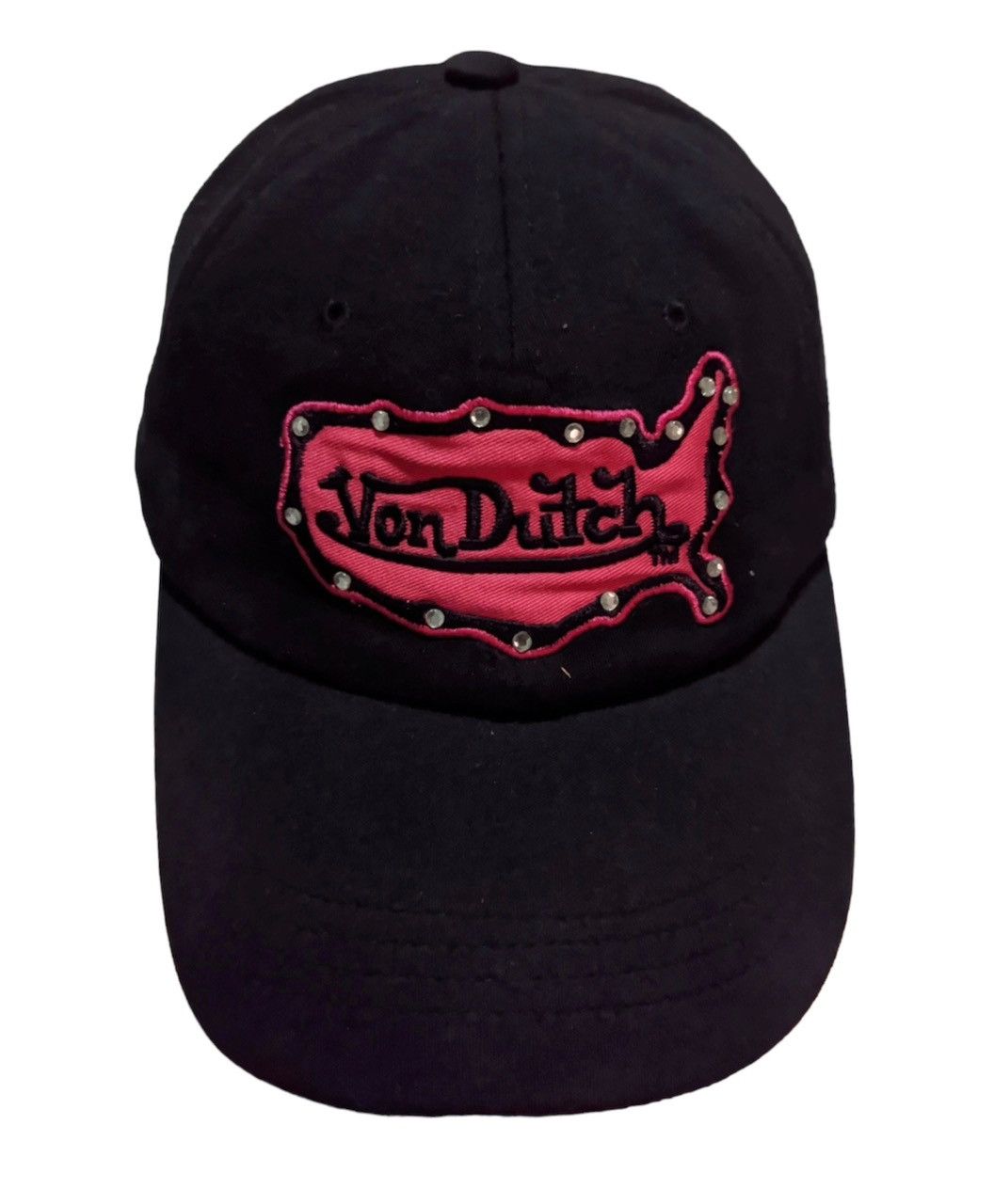 Rare💥Von Dutch Black Red Trucker Cap Spellout Sided