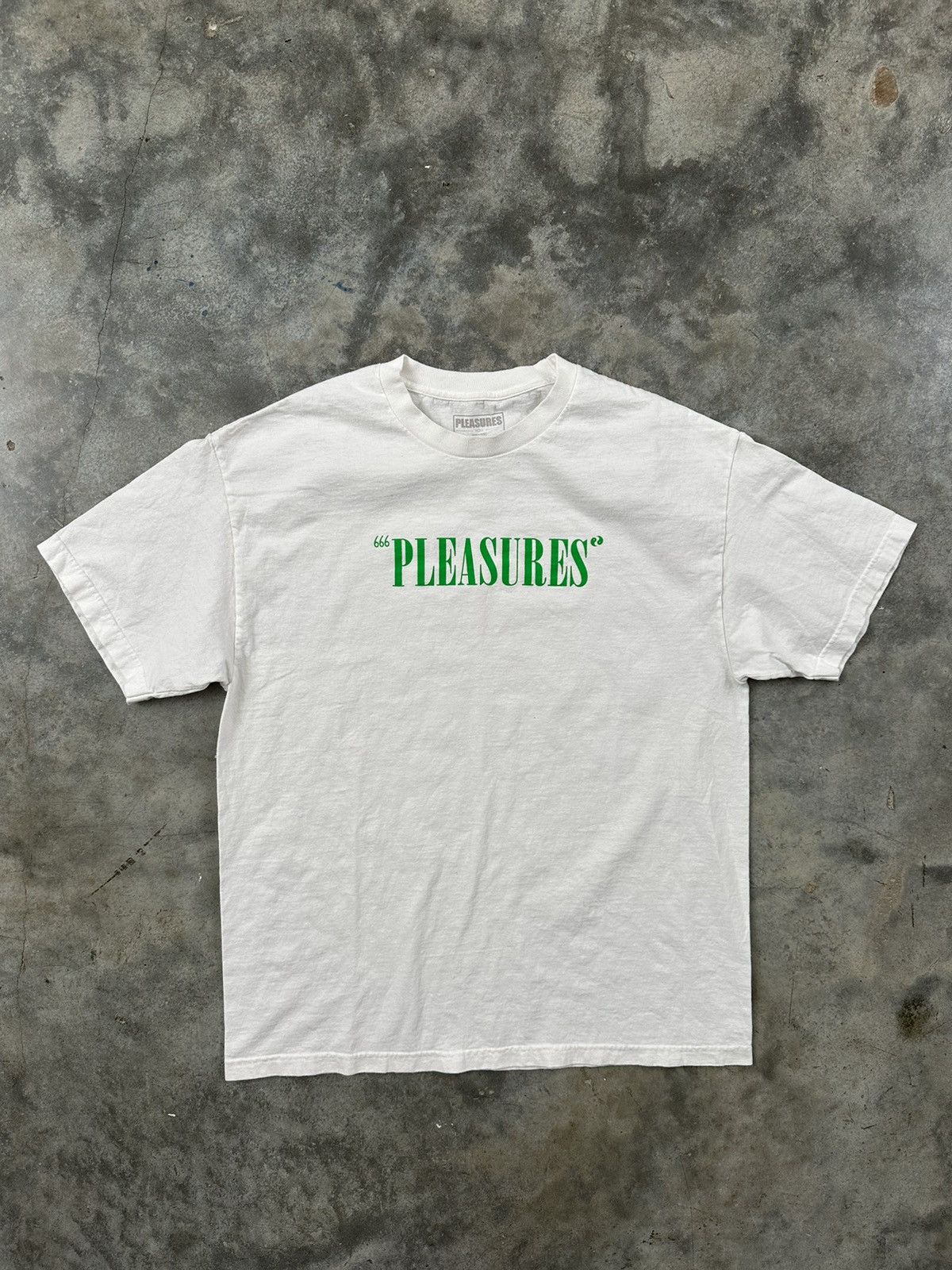 Pleasures Pleasures OG White + Green Logo Tee Sz. XL Size US XL / EU 56 / 4 - 1 Thumbnail