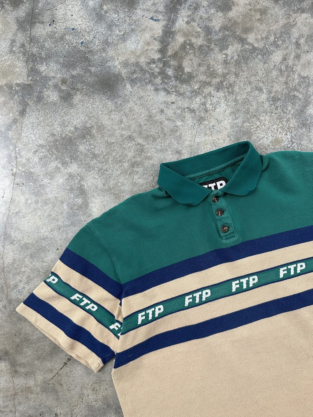 Fuck The Population Fuck The Population Tape Logo Polo Green + Khaki Sz. Medium Size US M / EU 48-50 / 2 - 2 Thumbnail