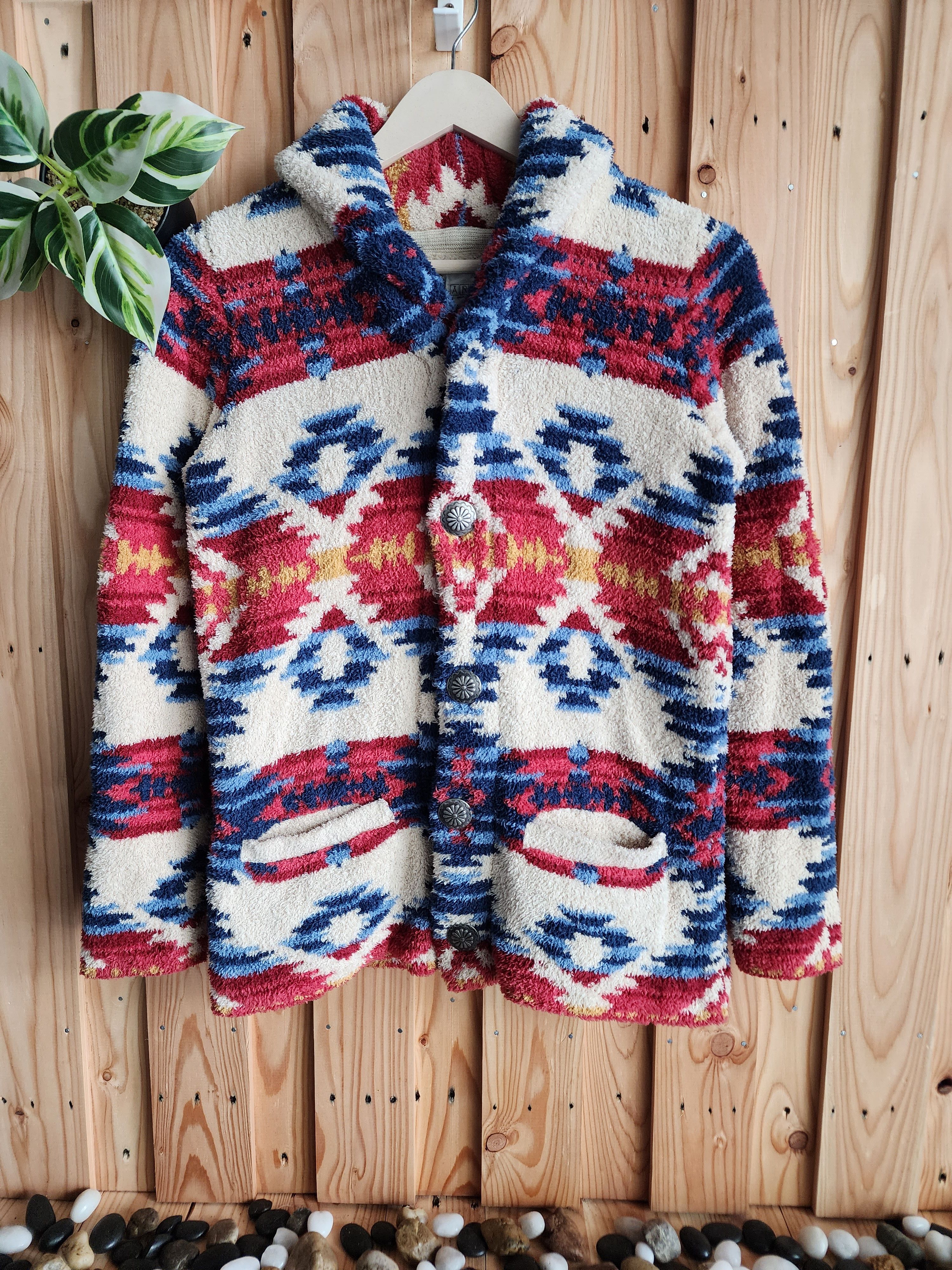 Vtg Japanese Designer Knit Art Button Jacket
