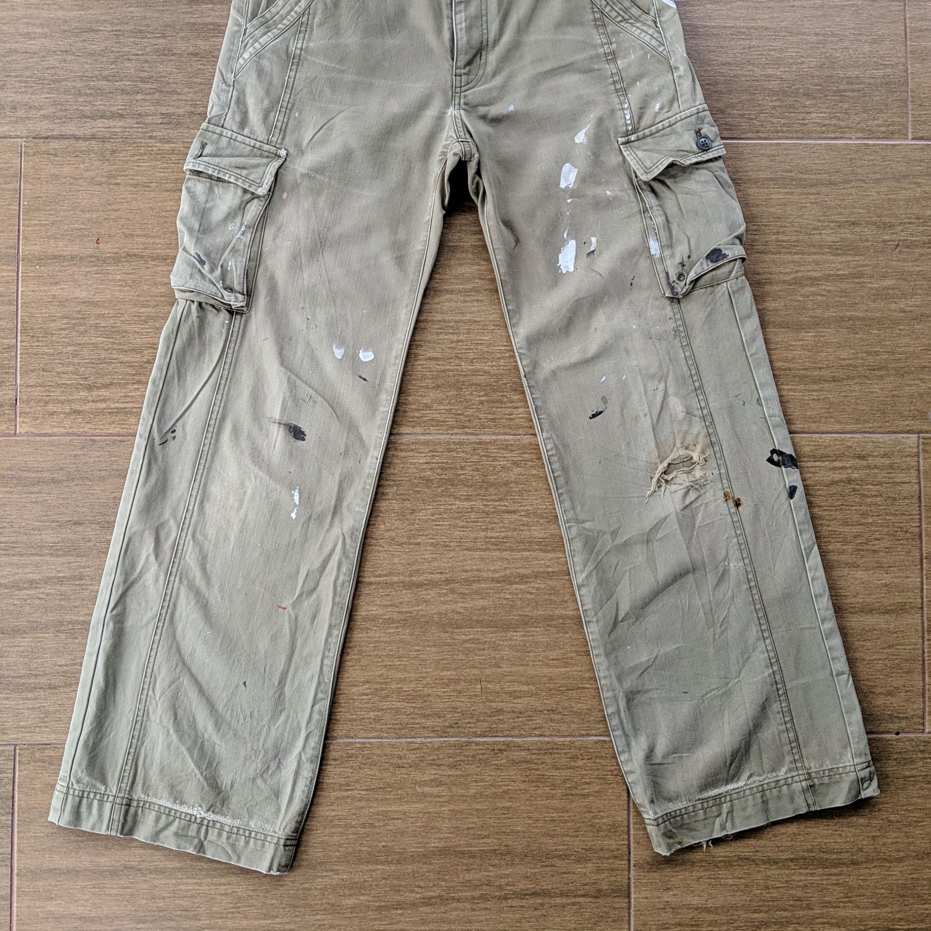 Japanese Brand Vintage East Boy Paint Splash Distressed Cargo Pants W29 Size US 29 - 4 Thumbnail