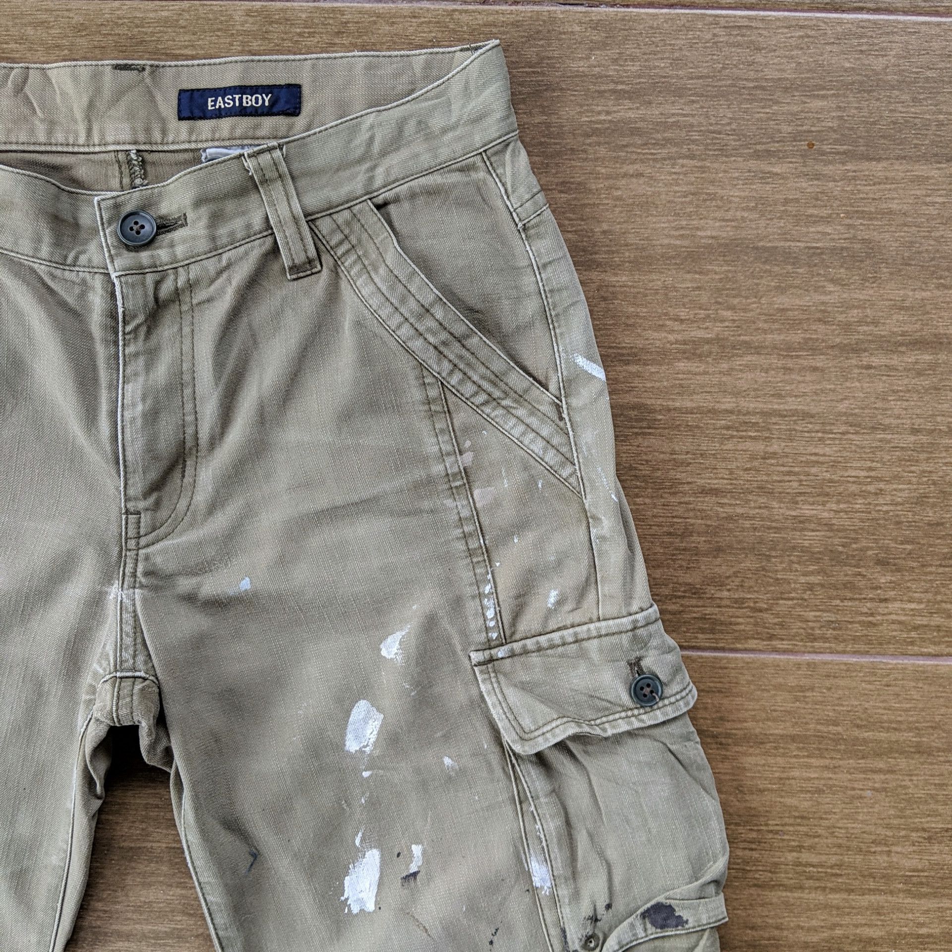 Japanese Brand Vintage East Boy Paint Splash Distressed Cargo Pants W29 Size US 29 - 3 Thumbnail