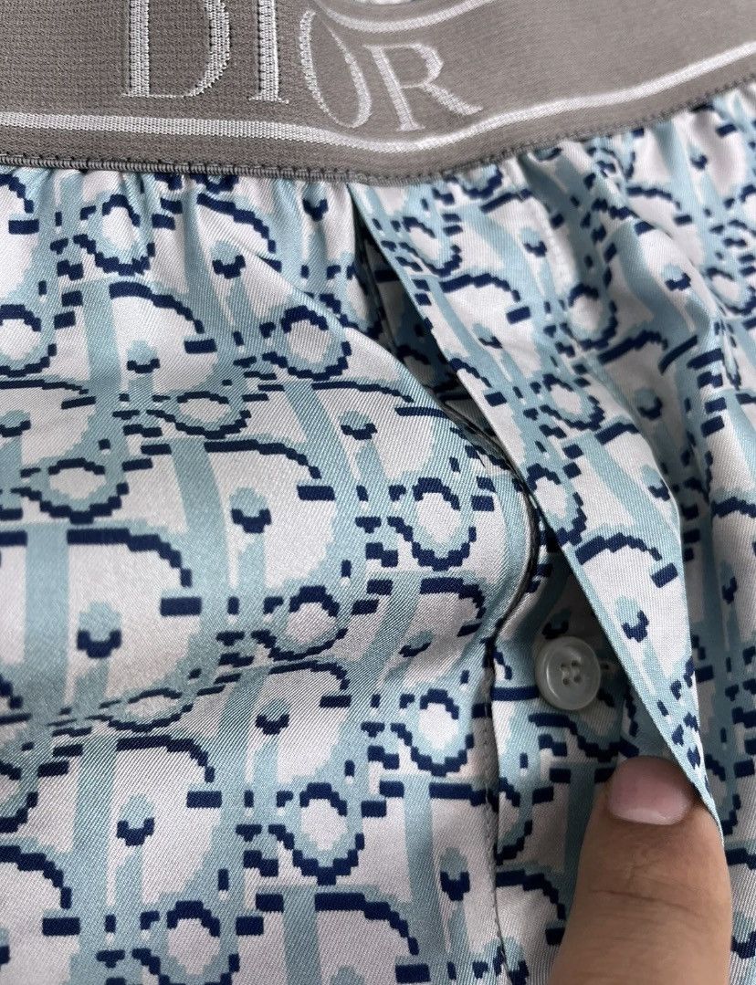Dior DIOR OBLIQUE MONOGRAM BLUE SILK PYJAMAS PANTS SIZE: 50 Size US 34 / EU 50 - 4 Thumbnail