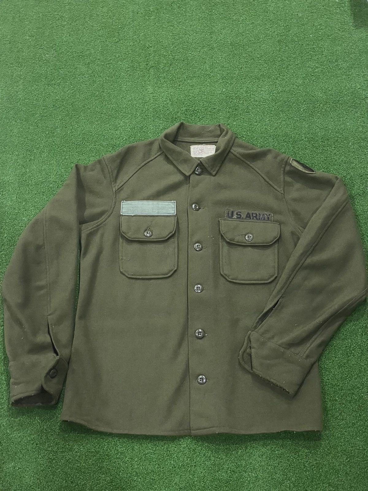 Original U.S. Army Tactical Cold Weater Fleece Jacket Reinforced Shoulders Olive
