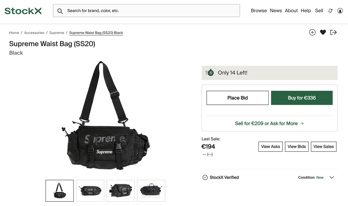 Supreme Waist Bag (SS20) Black 