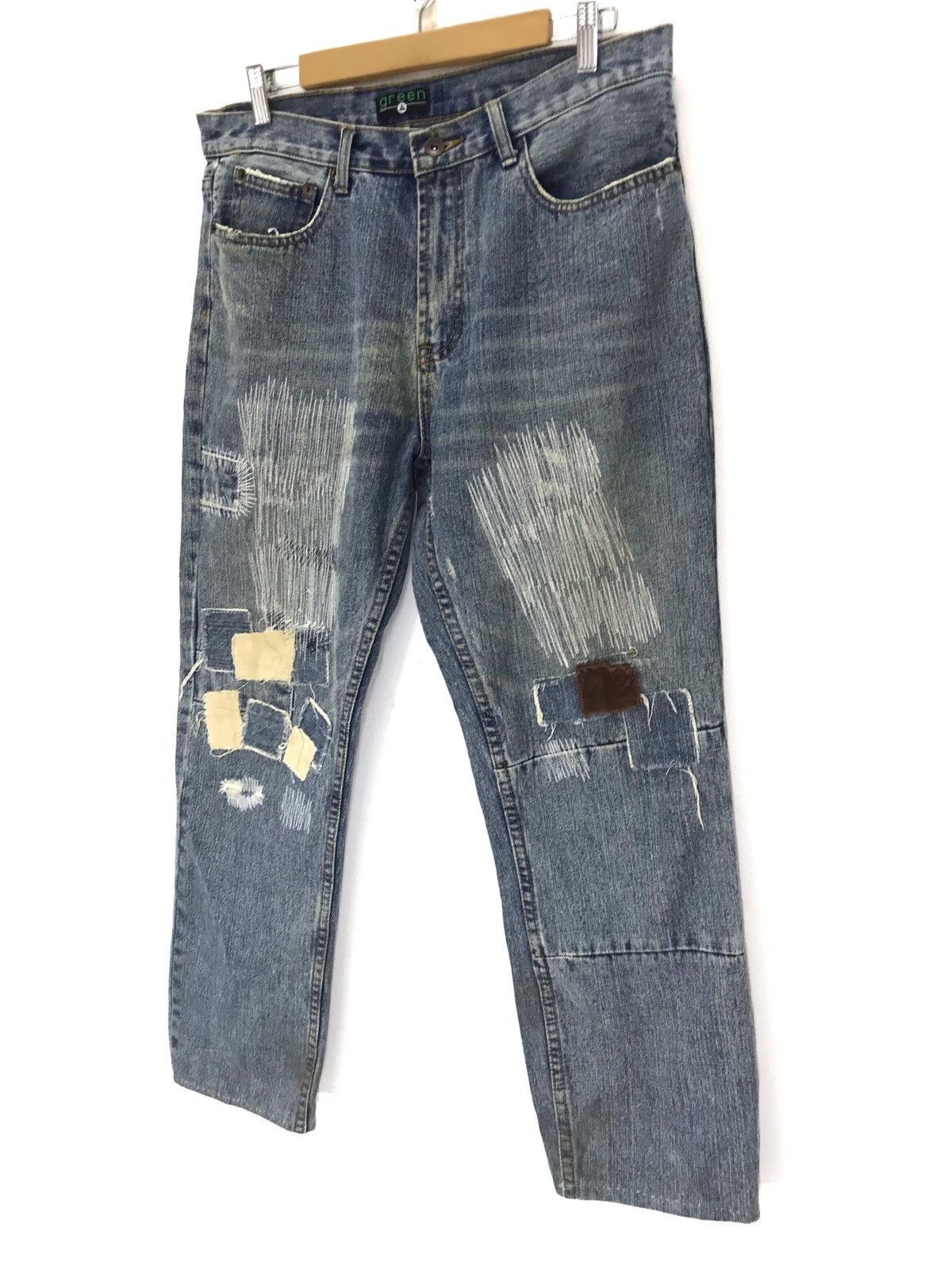 Japanese Brand Japan brand Green Patchwork denim like kapital boro Size US 34 / EU 50 - 1 Thumbnail