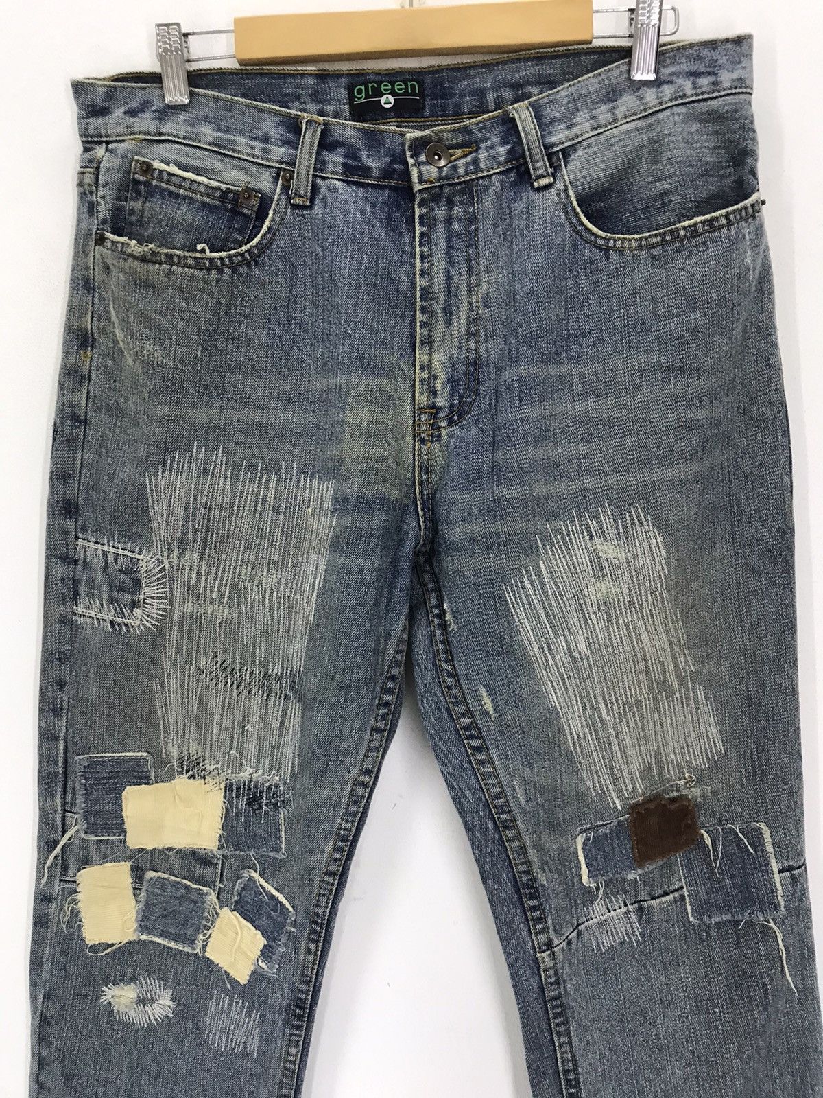 Japanese Brand Japan brand Green Patchwork denim like kapital boro Size US 34 / EU 50 - 6 Thumbnail