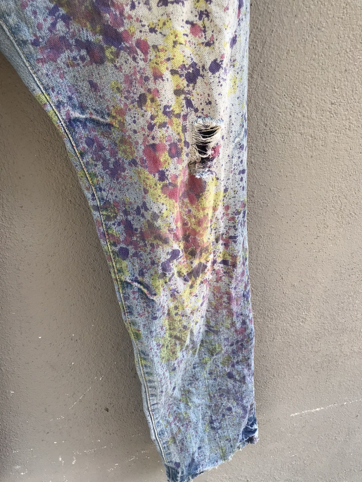 Japanese Brand Painter splatter denim patchwork distressed paisley jeans Size US 31 - 3 Thumbnail