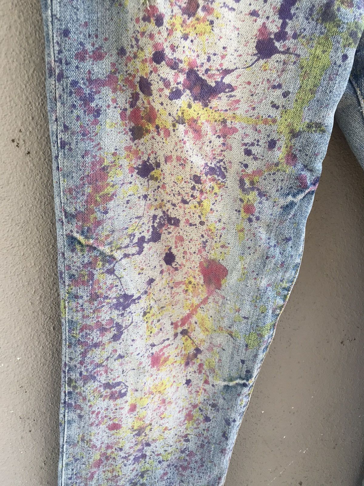 Japanese Brand Painter splatter denim patchwork distressed paisley jeans Size US 31 - 10 Thumbnail