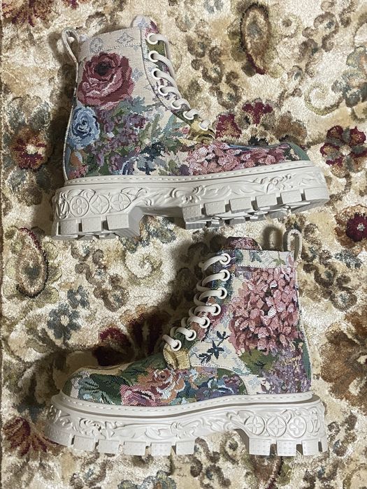 Louis Vuitton Men's Baroque Ranger Boots Monogram Floral Tapestry