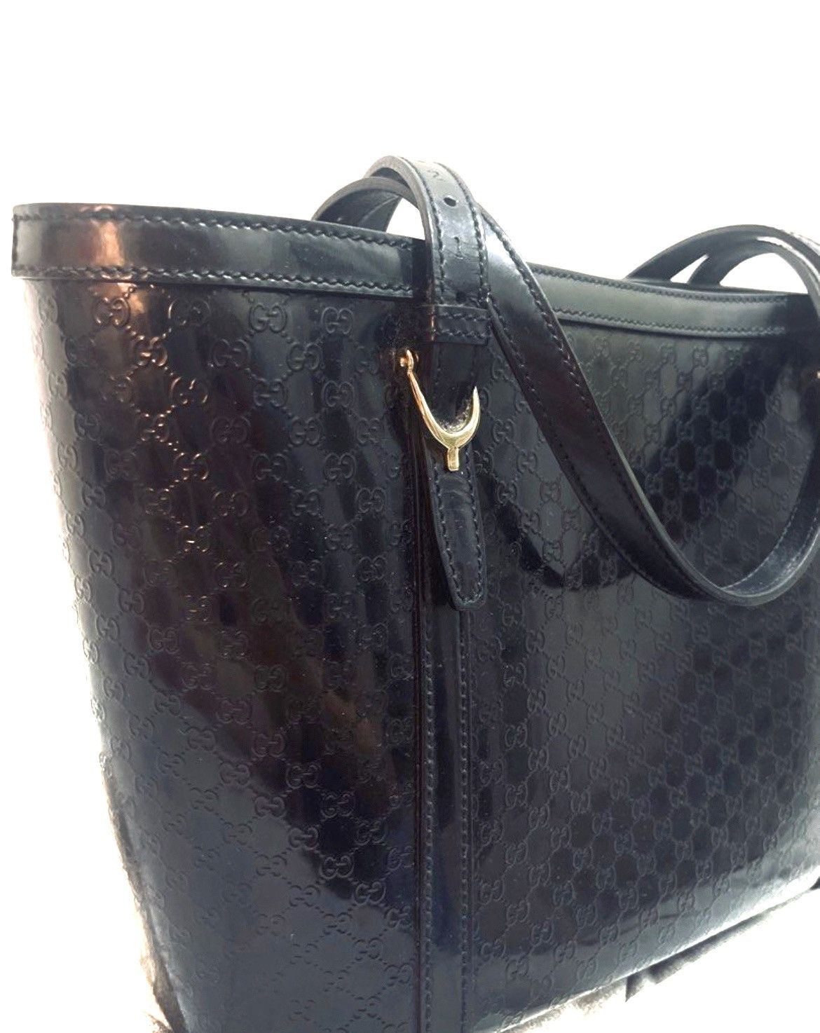 Gucci Gucci Nice Tote Microguccissima Patent Small Black Size ONE SIZE - 4 Thumbnail