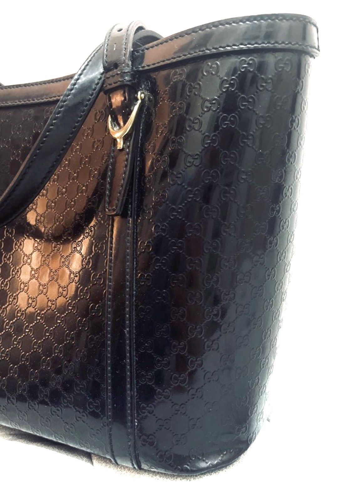 Gucci Gucci Nice Tote Microguccissima Patent Small Black Size ONE SIZE - 5 Thumbnail
