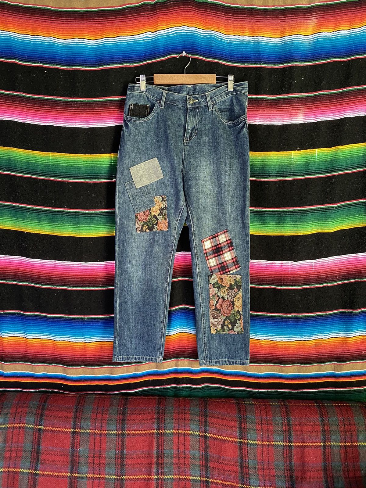Japanese Brand × Vintage Raw Patch Work Very Rare Denim Size US 31 - 1 Thumbnail