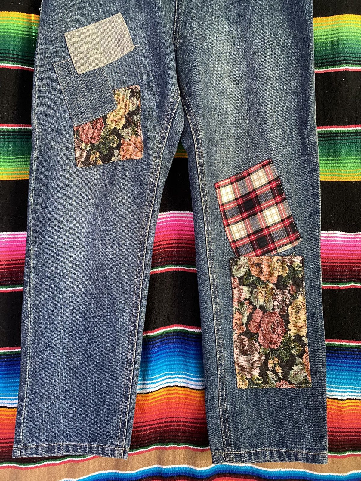 Japanese Brand × Vintage Raw Patch Work Very Rare Denim Size US 31 - 3 Thumbnail