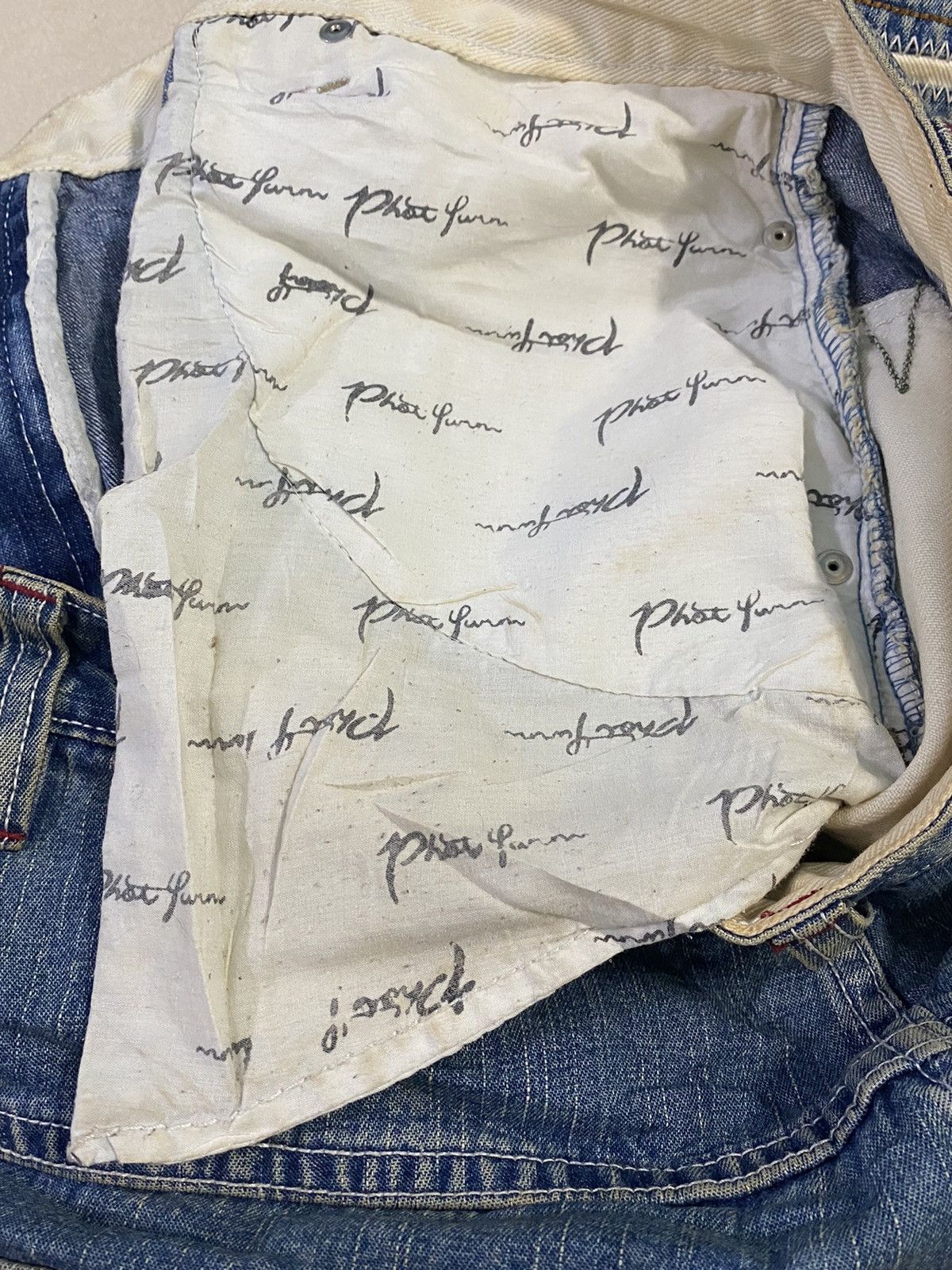 Phat Farm × Vintage Vintage PHAT FARM Denim Jeans Rare Design Old Skool Style Size US 38 / EU 54 - 13 Thumbnail