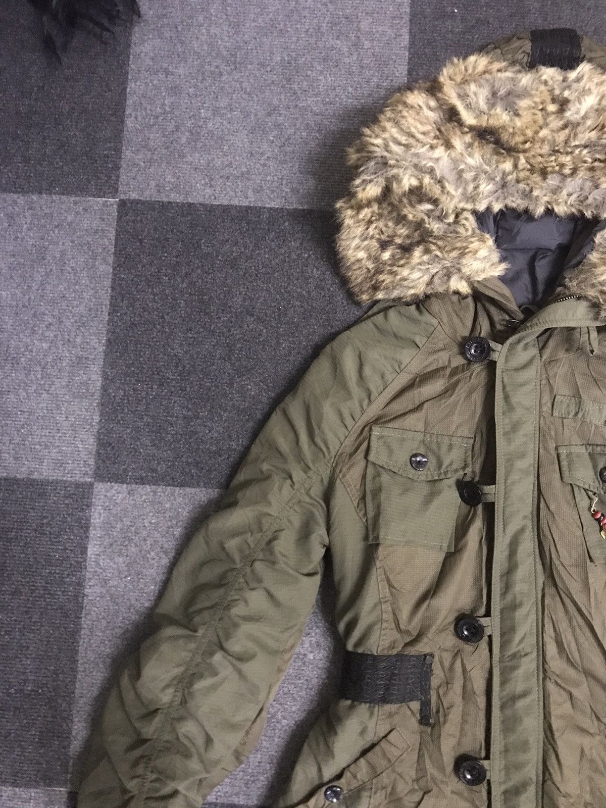 Designer PAR7 DIESEL Italy Very Rare Archival Two Tone Military Parka Size XS / US 0-2 / IT 36-38 - 4 Thumbnail