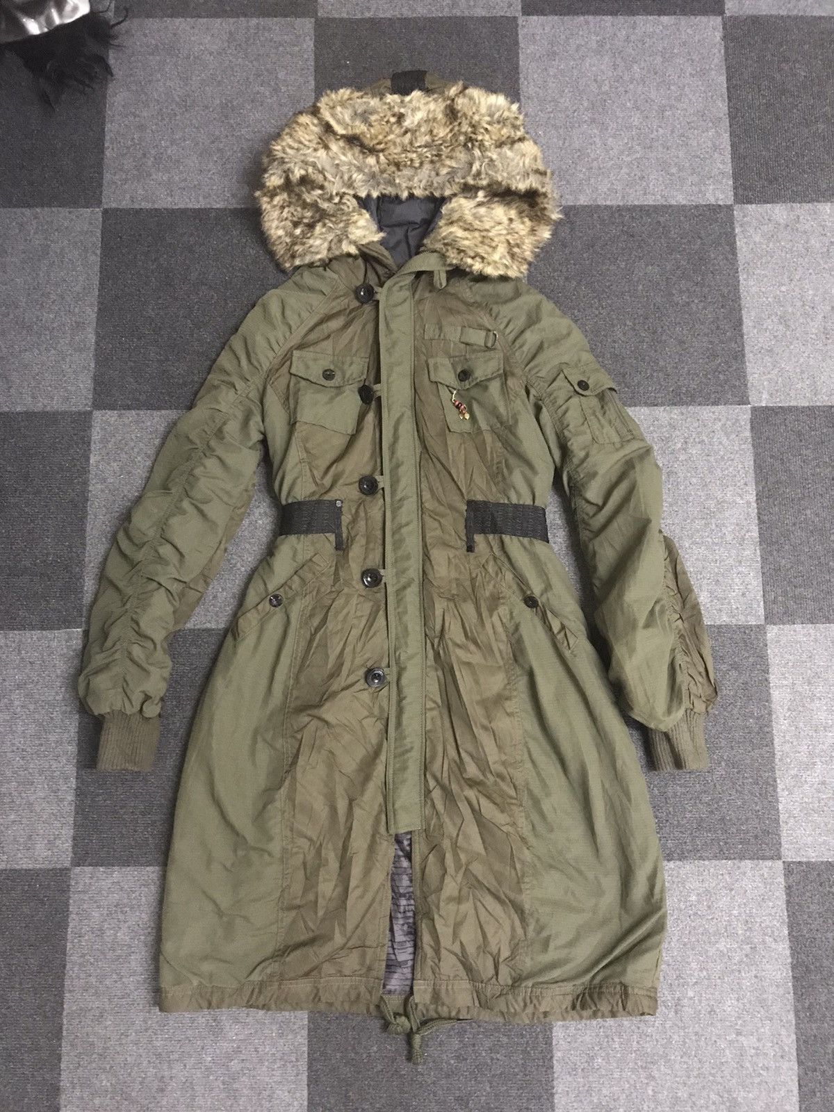 Designer PAR7 DIESEL Italy Very Rare Archival Two Tone Military Parka Size XS / US 0-2 / IT 36-38 - 1 Thumbnail