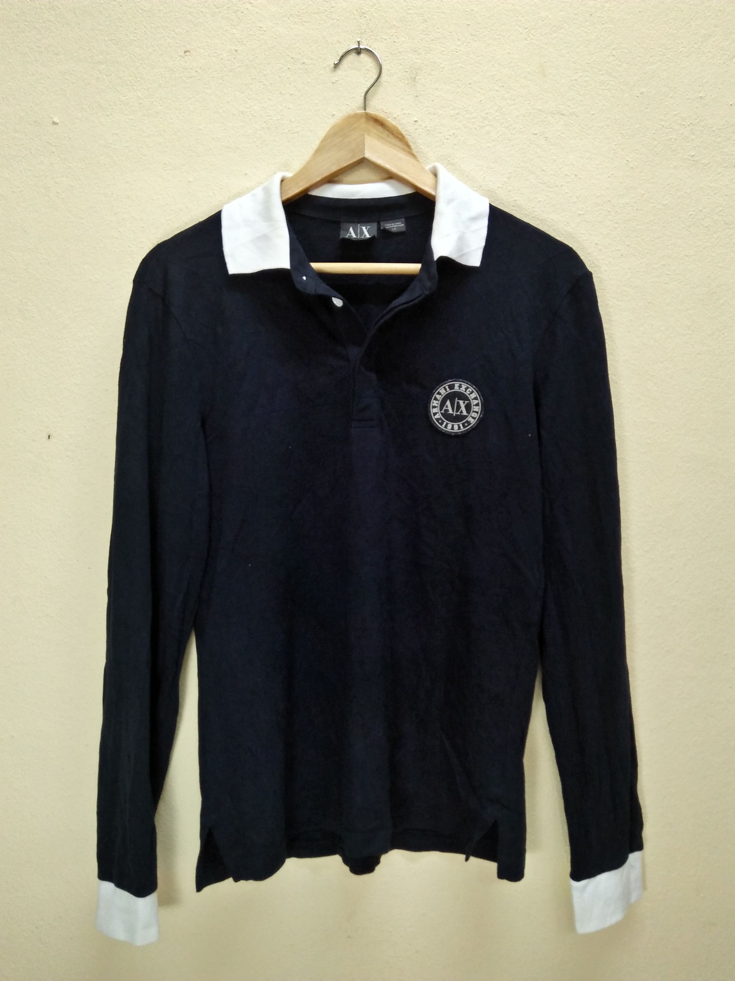 Armani × Armani Exchange × Giorgio Armani AX ARMANI EXCHANGE Logo Patches Long Sleeve Polo. Size US S / EU 44-46 / 1 - 1 Thumbnail