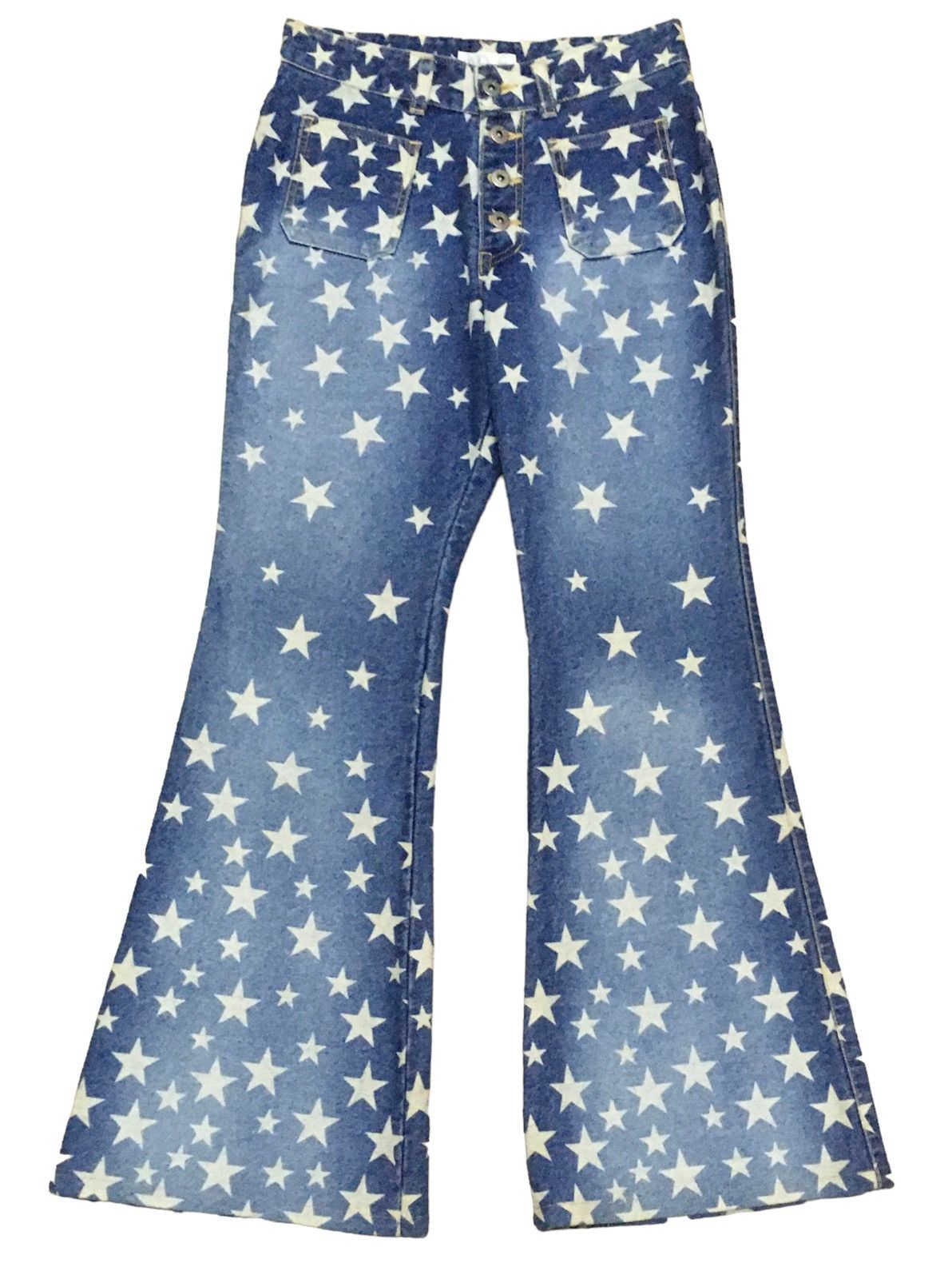 If Six Was Nine Rare Vintage Japanese Brand Magic Square Flared Jeans 1990s Size US 27 - 1 Thumbnail