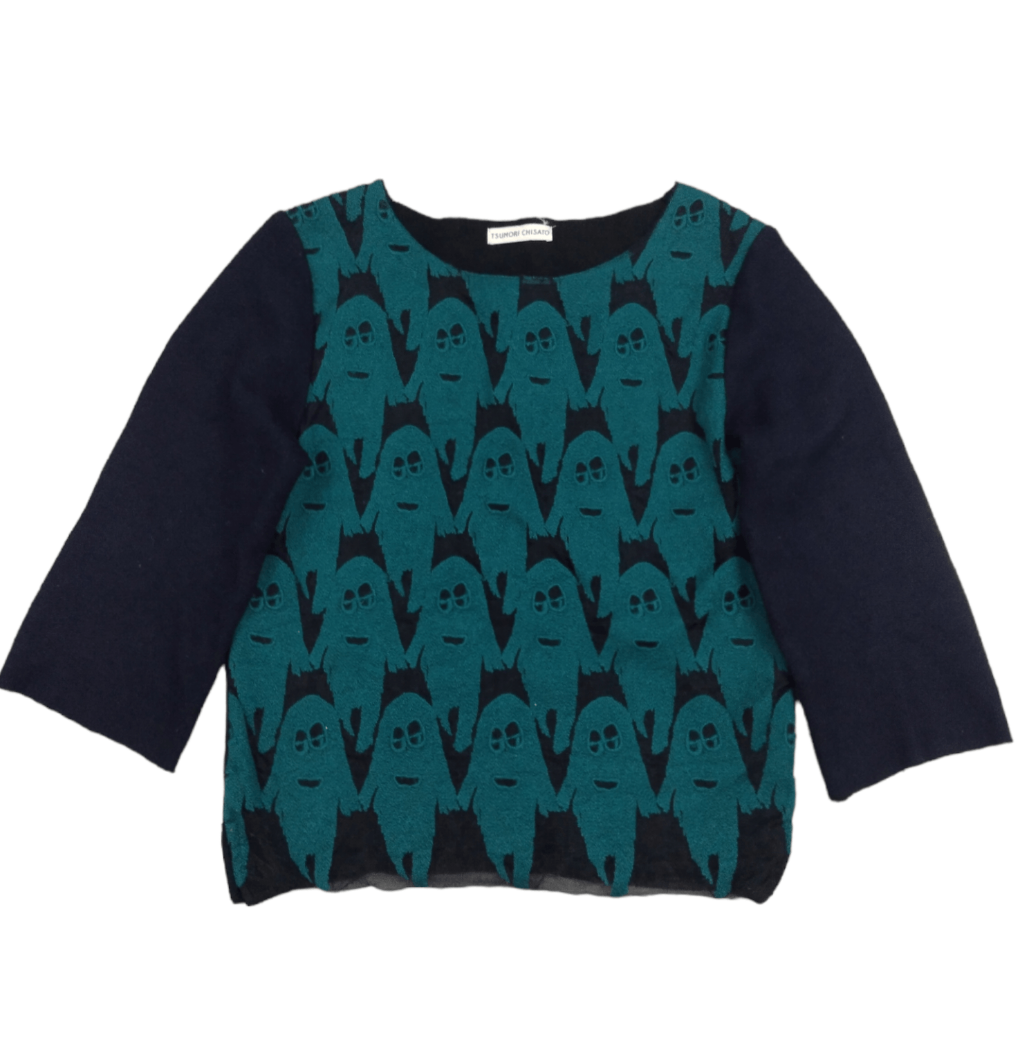 Issey Miyake × Tsumori Chisato ISSEY MIYAKI HALLOWEEN GHOST EMBROIDED 3/4SLEEVES WOOL SHIRT Size S / US 4 / IT 40 - 1 Thumbnail
