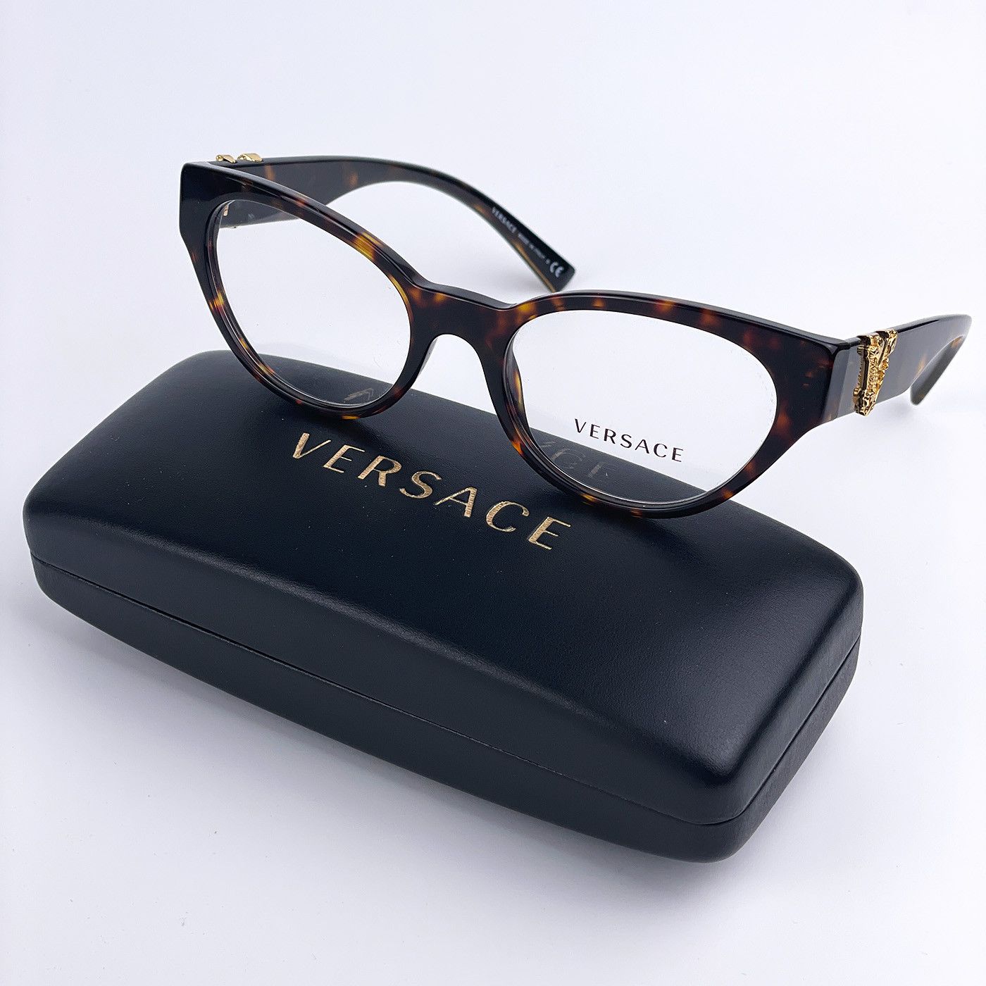 NEW Versace VE3282 108 Dark Havana Cat Eye Women Eyeglasses