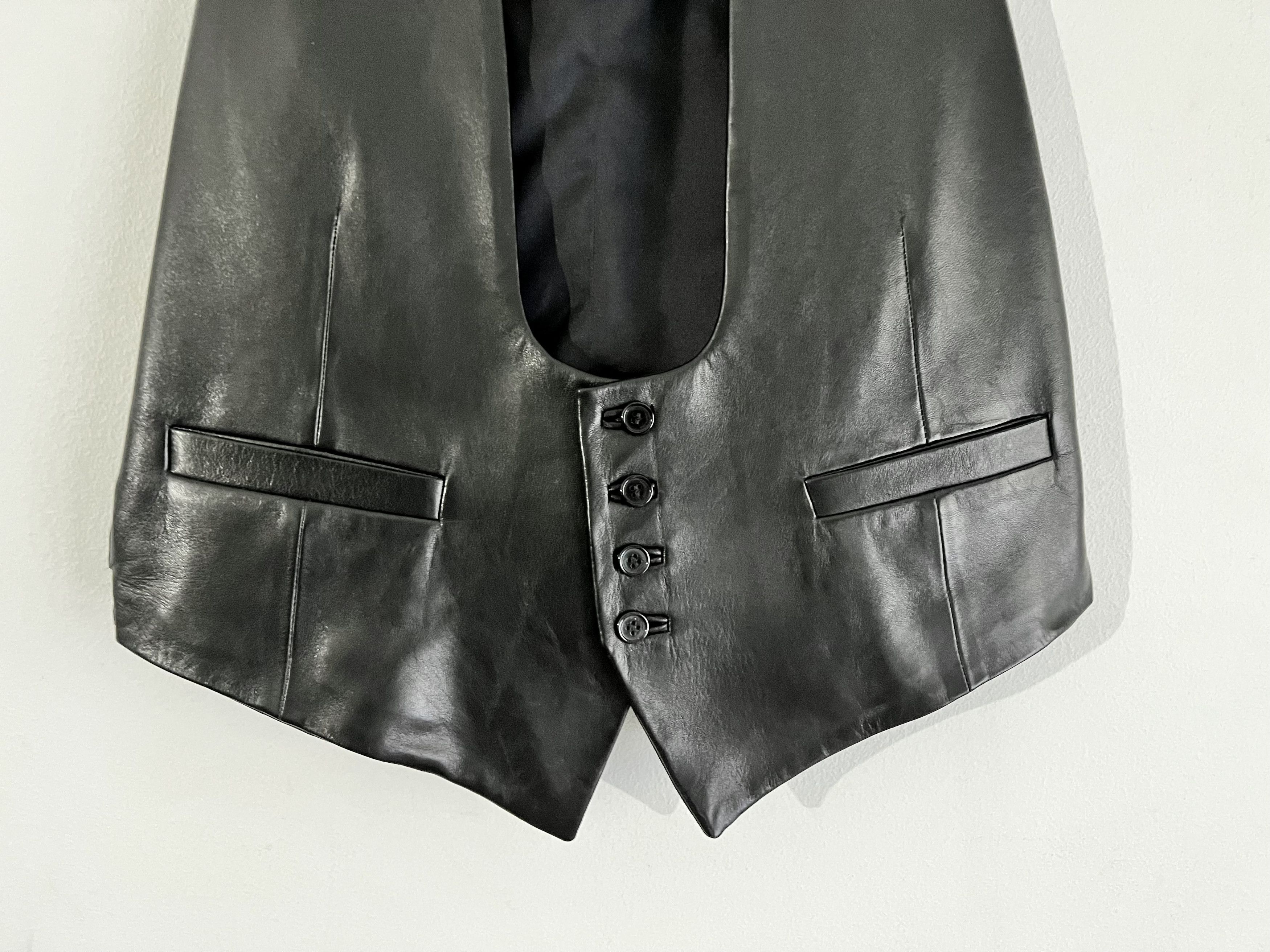 Saint Laurent Paris Saint Laurent Hedi Slimane era leather/silk waistcoat Size US L / EU 52-54 / 3 - 3 Thumbnail