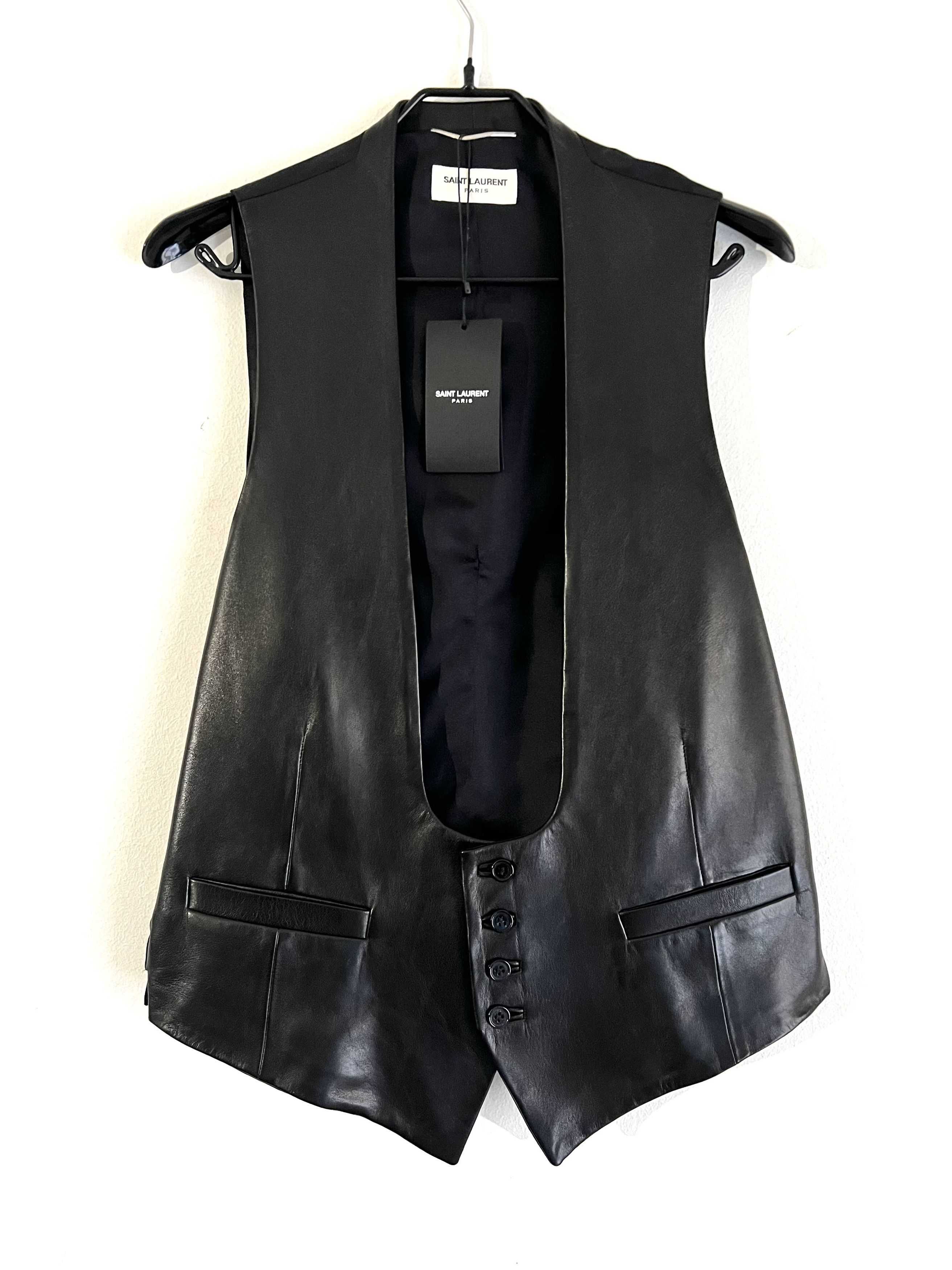 Saint Laurent Paris Saint Laurent Hedi Slimane era leather/silk waistcoat Size US L / EU 52-54 / 3 - 1 Thumbnail