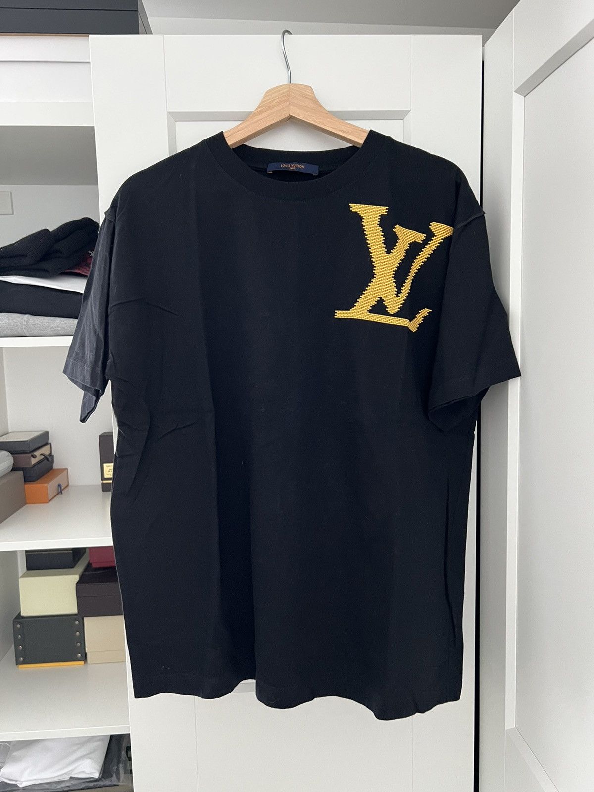 Louis Vuitton Brick Printed T-Shirt | Size XS, Apparel in Black/Yellow