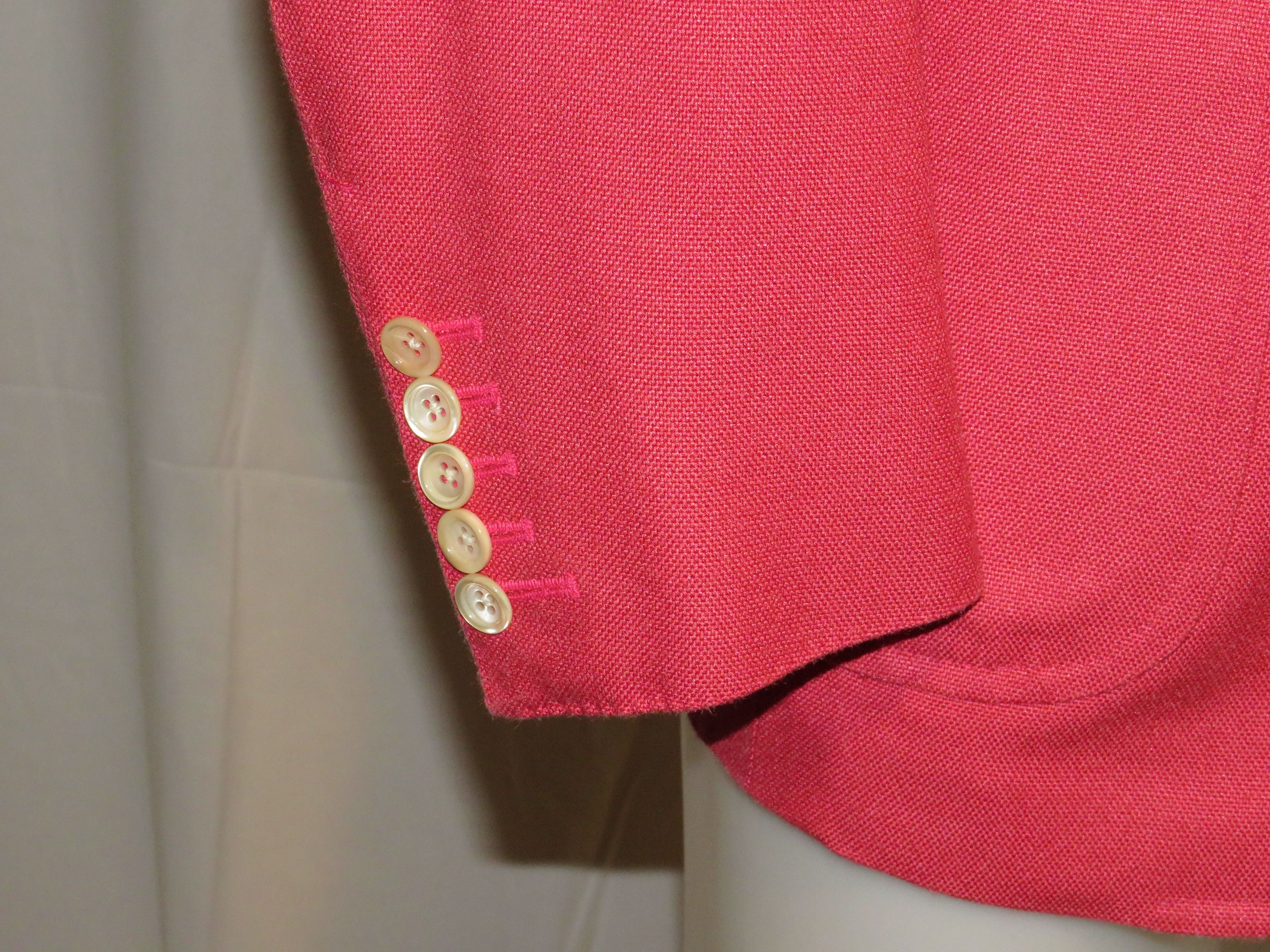 Base D Spencer 100% Silk Coral Red Hopsack Sport Coat 38R